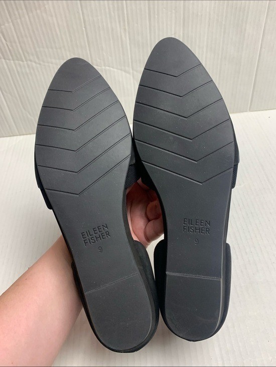 Eileen Fisher Ida Black D’orsay Suede Minimalist Flats Size 9