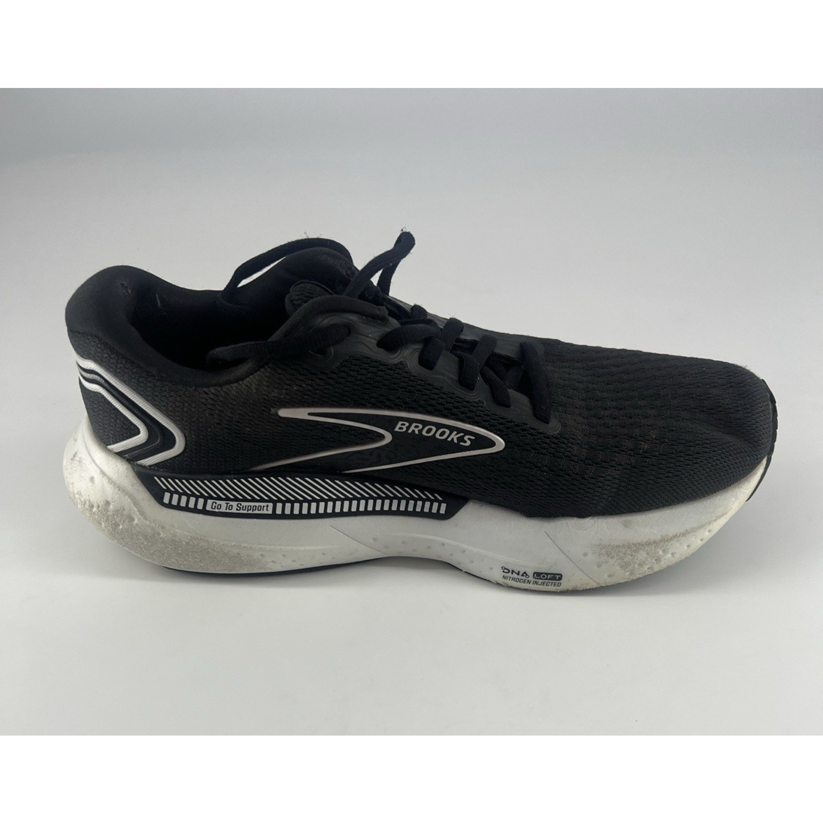 Brooks Glycerin GTS 21 Women Sz 9 Black White Athletic Running Gym Train Sneaker