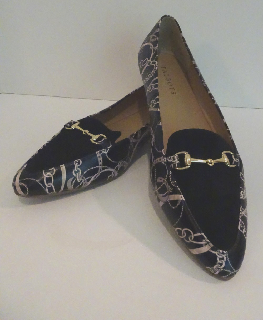Talbots Leather Flats Shoes Black Horse Buckel Size 9M Excellent Cond