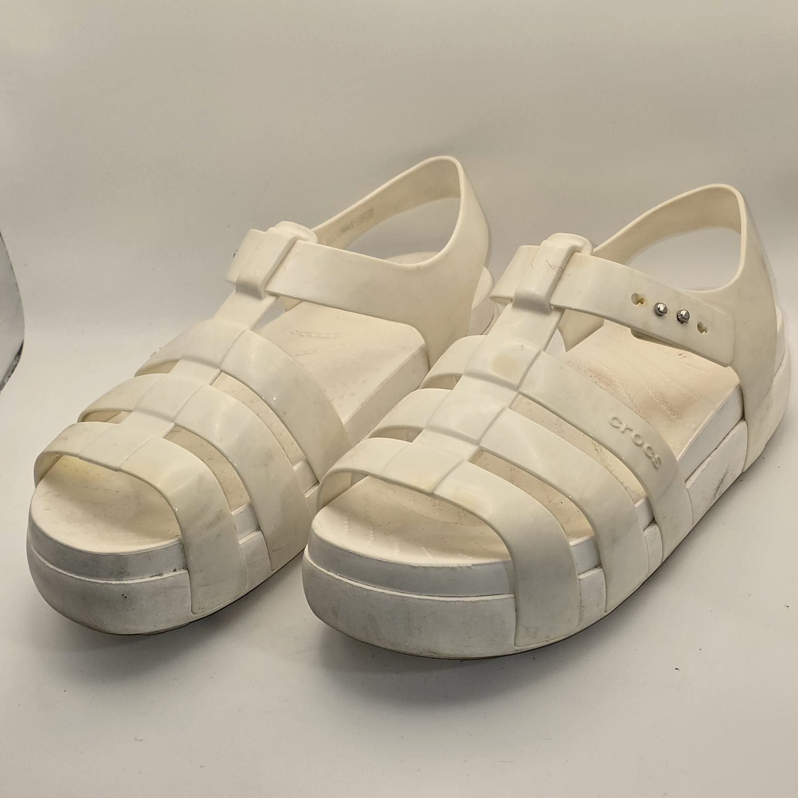 Crocs Splash Glossy Fisherman Women’s Sandals Shoes Size 8 White Platform