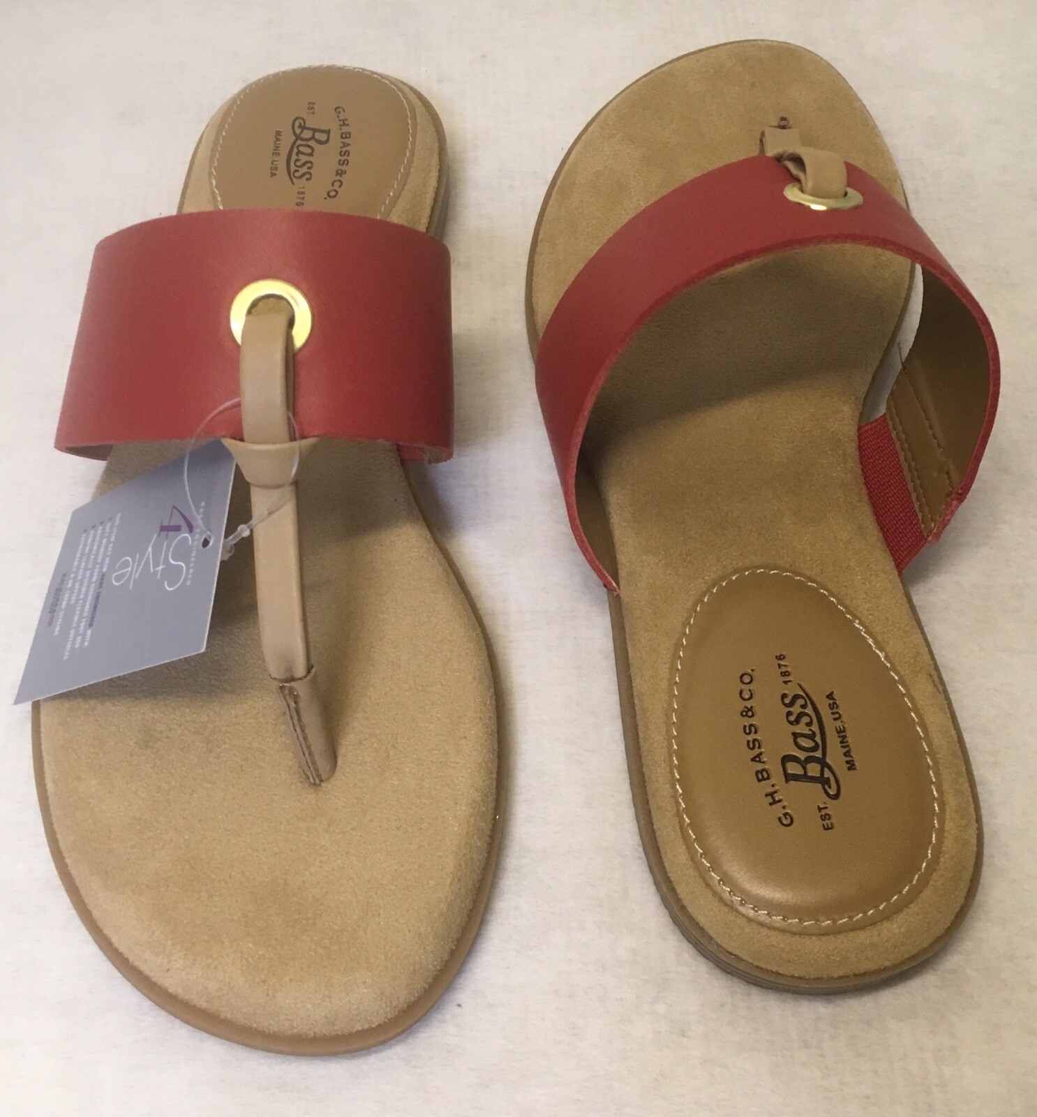 G.H. Bass Robin Red Sandal Leather Upper Suede Like Sock Lining Size 6M