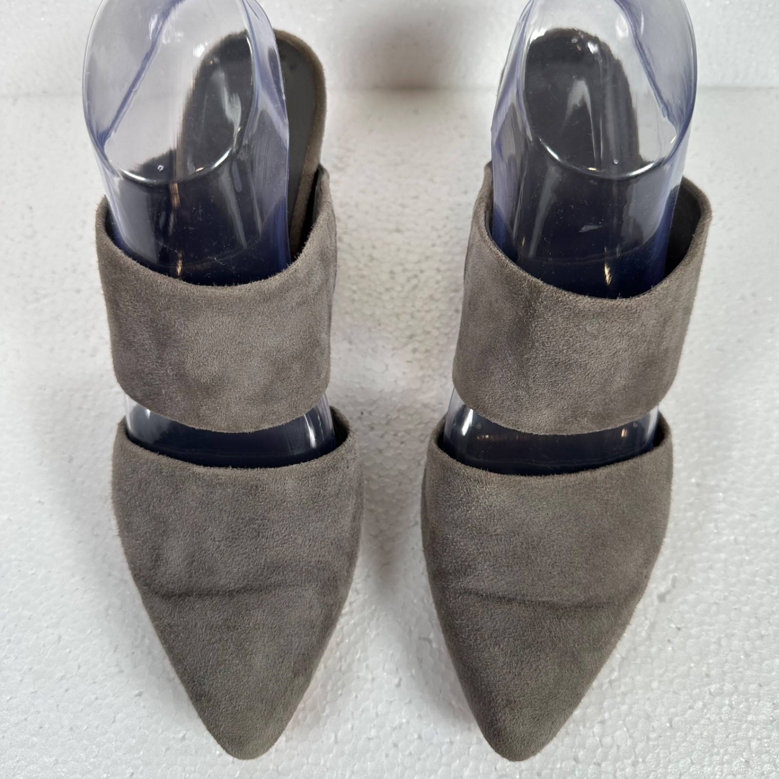 Able Joselyne Gray Suede Slingback Heels Women’s 9.5 Pointed Toe 3.25″ Heel