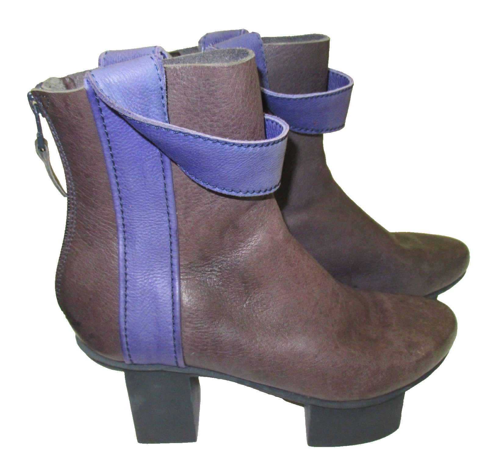 From Germany: TRIPPEN Leather Black Ankle Boots with Blue Detailing, 37 (6 1/2)