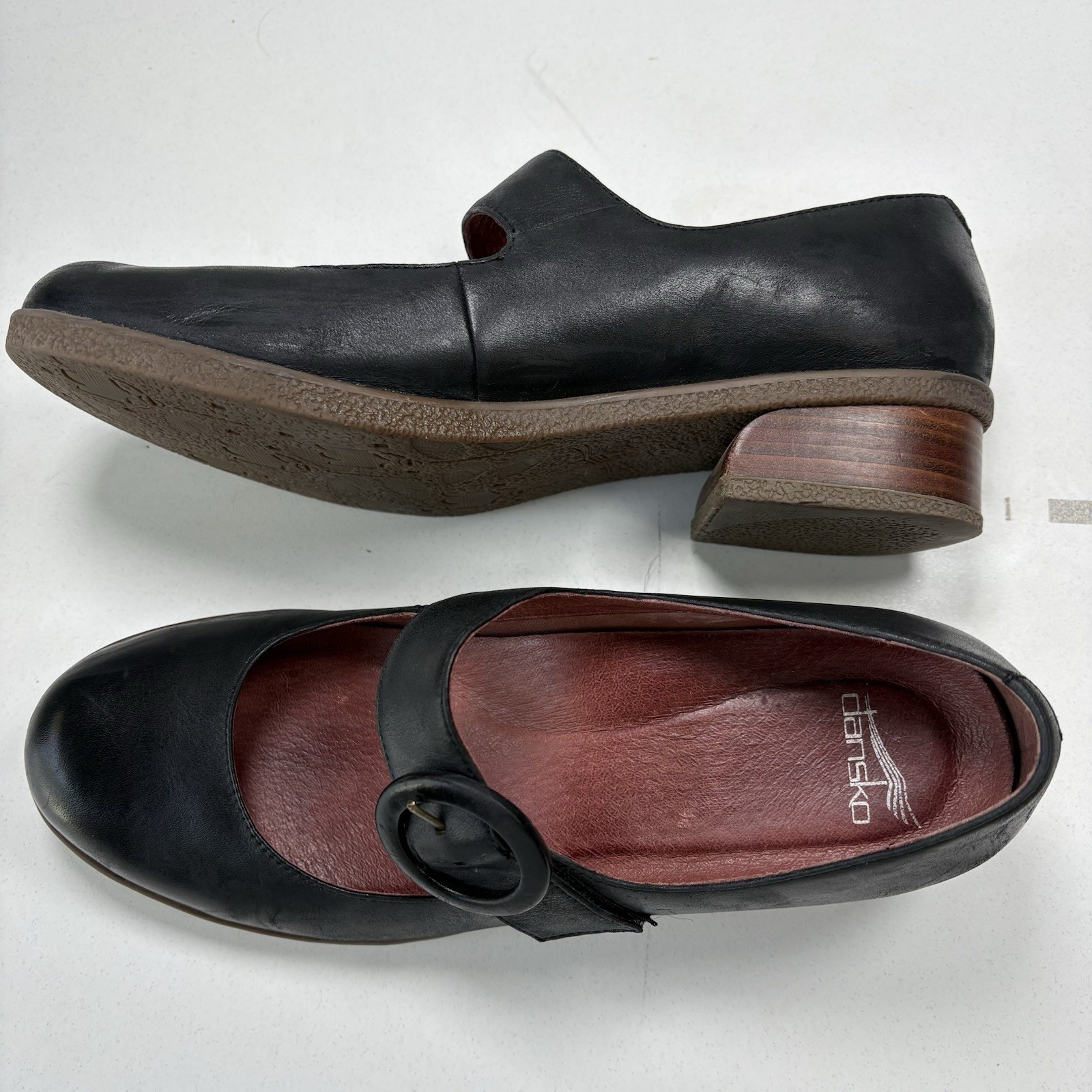Dansko Brandy Mary Jane Black Leather Shoes Round Toe Women UK 41 / US 10-10.5