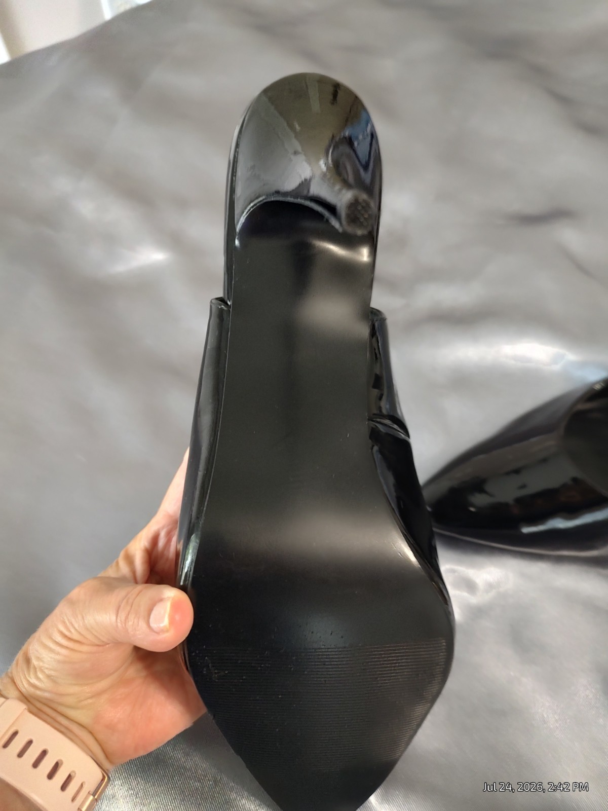 Womens shoes black patent leather Pleaser brand size 16 with a 5″ heel