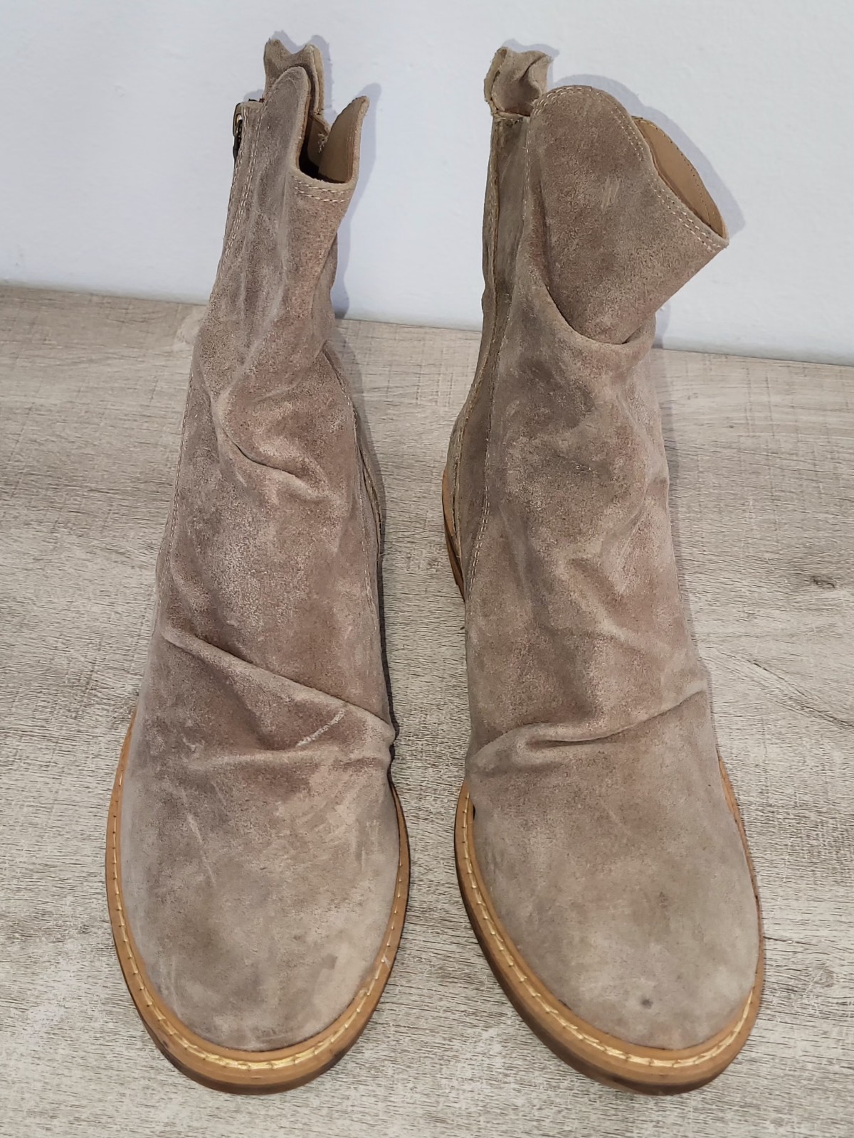 Sofft Taupe Brown Gray Suede Ankle Calf Slouch Boots Shoes Womens Size US 11
