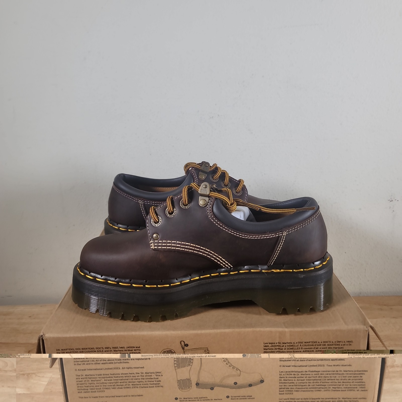 Dr. Martens 8053 4i Quad Platform Oxfords Unisex Size M9 W10 Brown Arc Leather