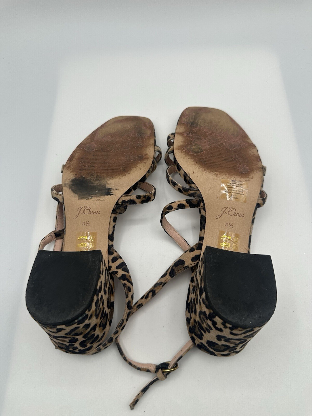 J. Crew Odette Block Heel Sandal Leopard Print Strappy Women Size 8.5