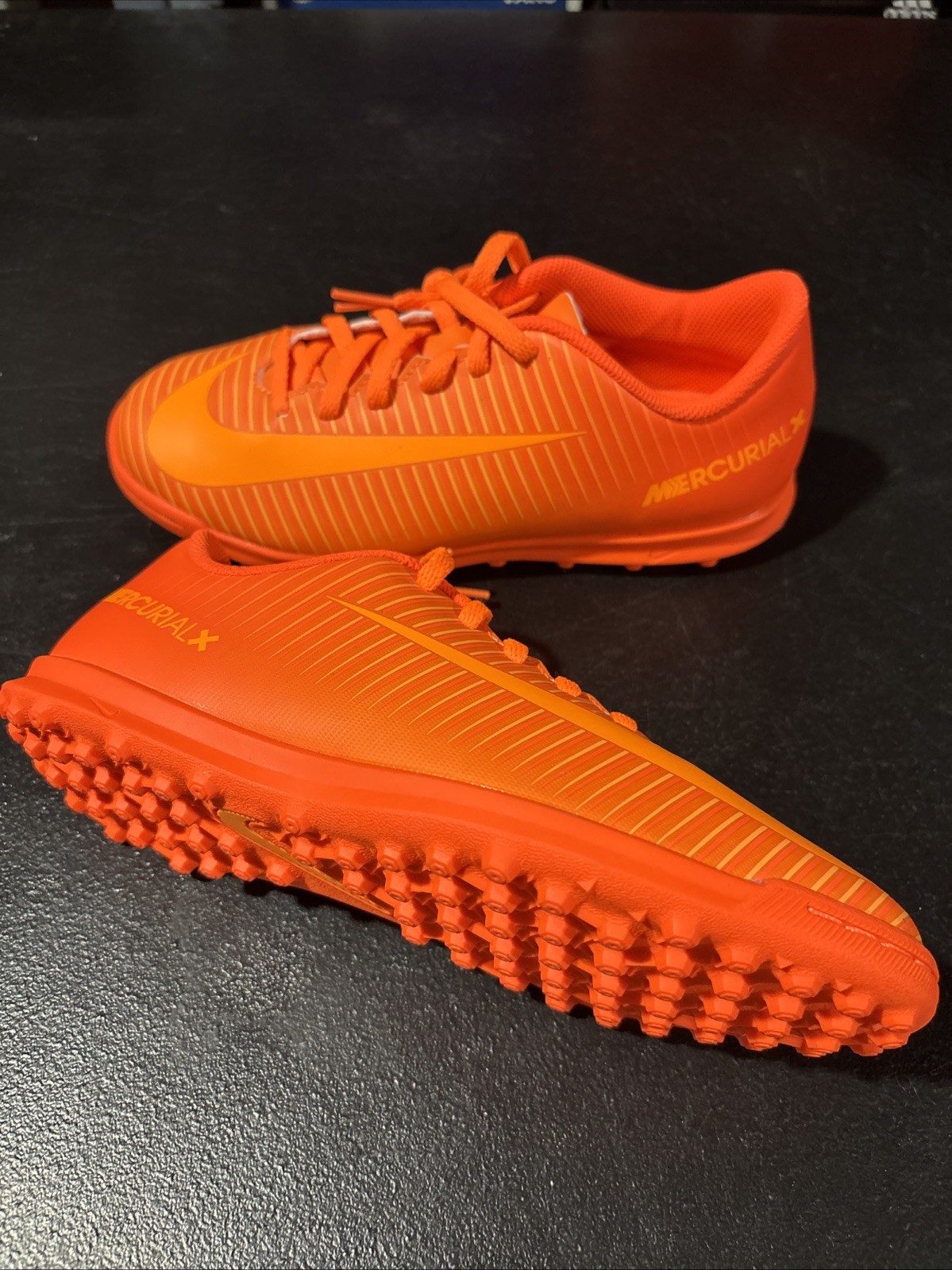 🔥 Big Kids NIKE MERCURIALX VORTEX III TF turf soccer Cleats Wmns 6.5 Orange IC