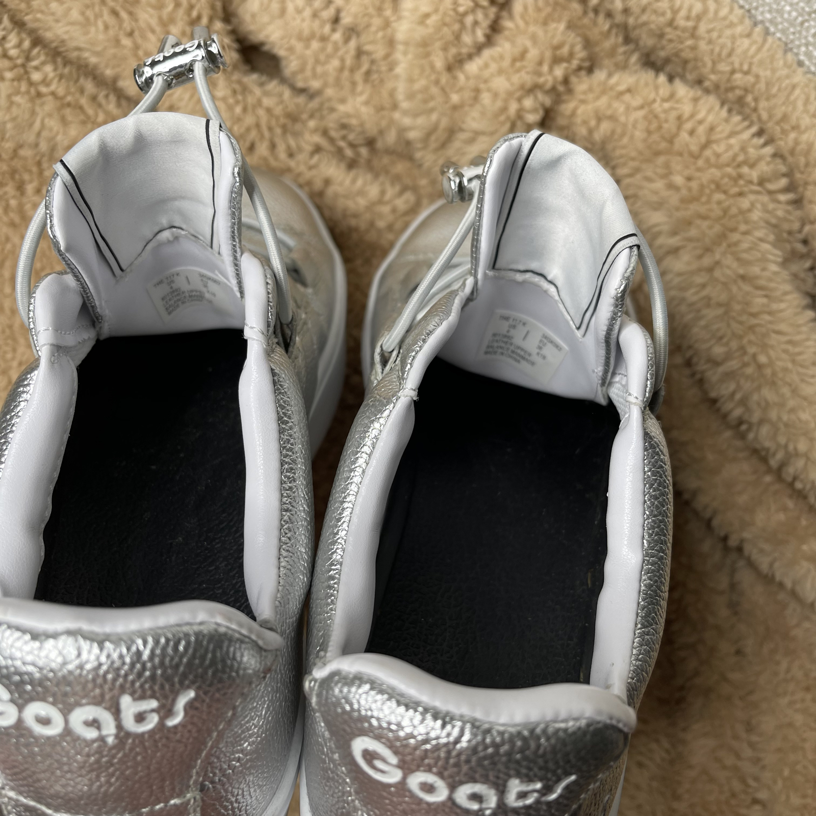 Goats Silver Metallic Platform Sneakers Women Size 4 Leather Upper