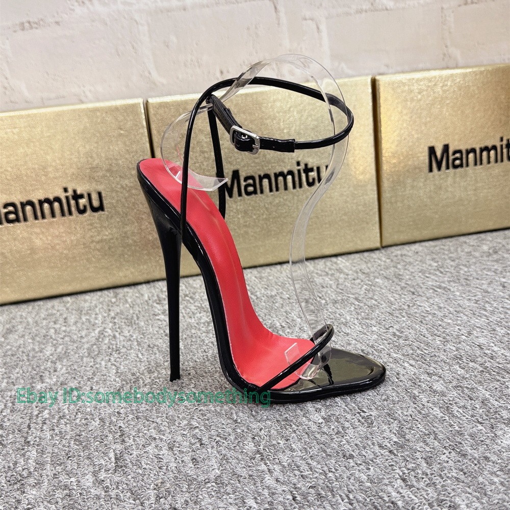 12/14/16CM Heeled Sandals Sexy Stage Show Party Summer Shoes Round Strap Black