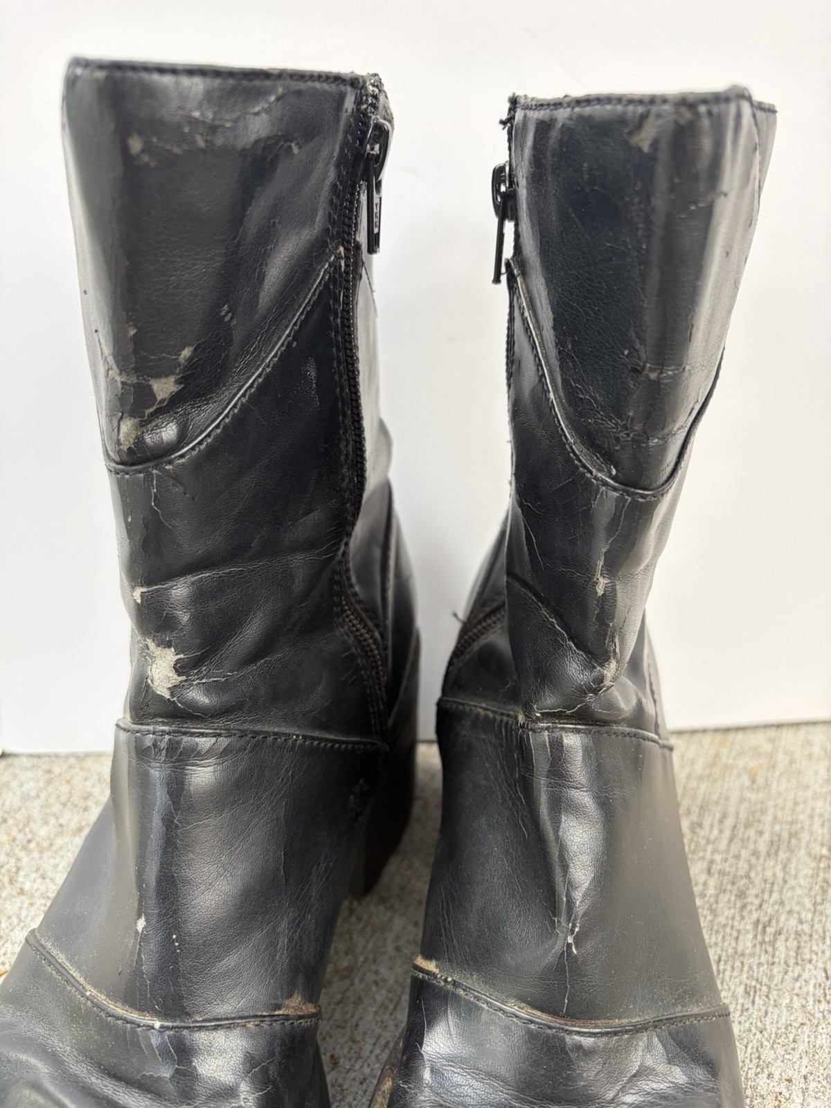 Vtg 90s Y2K Mudd Black Chunky Platform Boots Mid Calf Goth Grunge Bratz Size 9