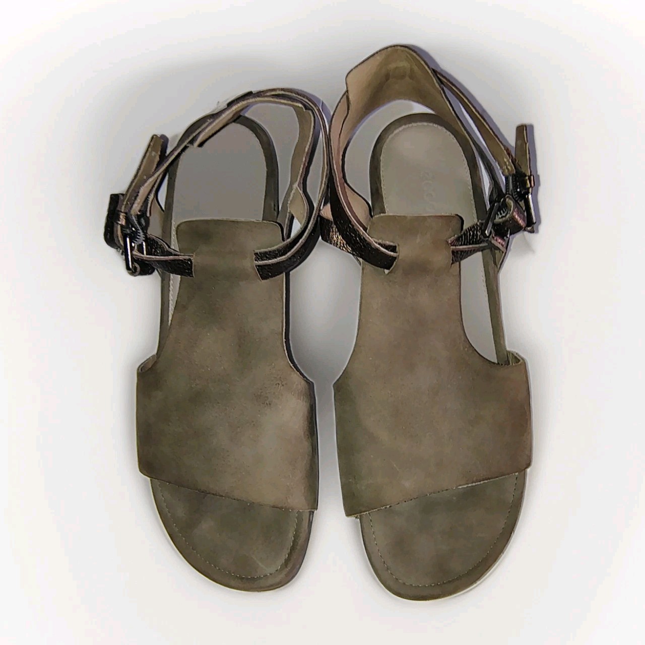 ECCO Touch 25 Grey Hooded Double Strap Sz 39 Sandal