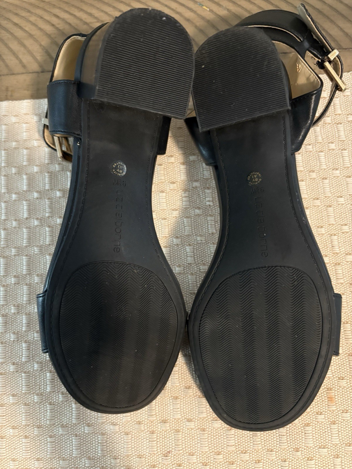 Liz Claiborne Eclipse Black Open Toe Ankle Strap Pump Size 9.5W – O25-2110