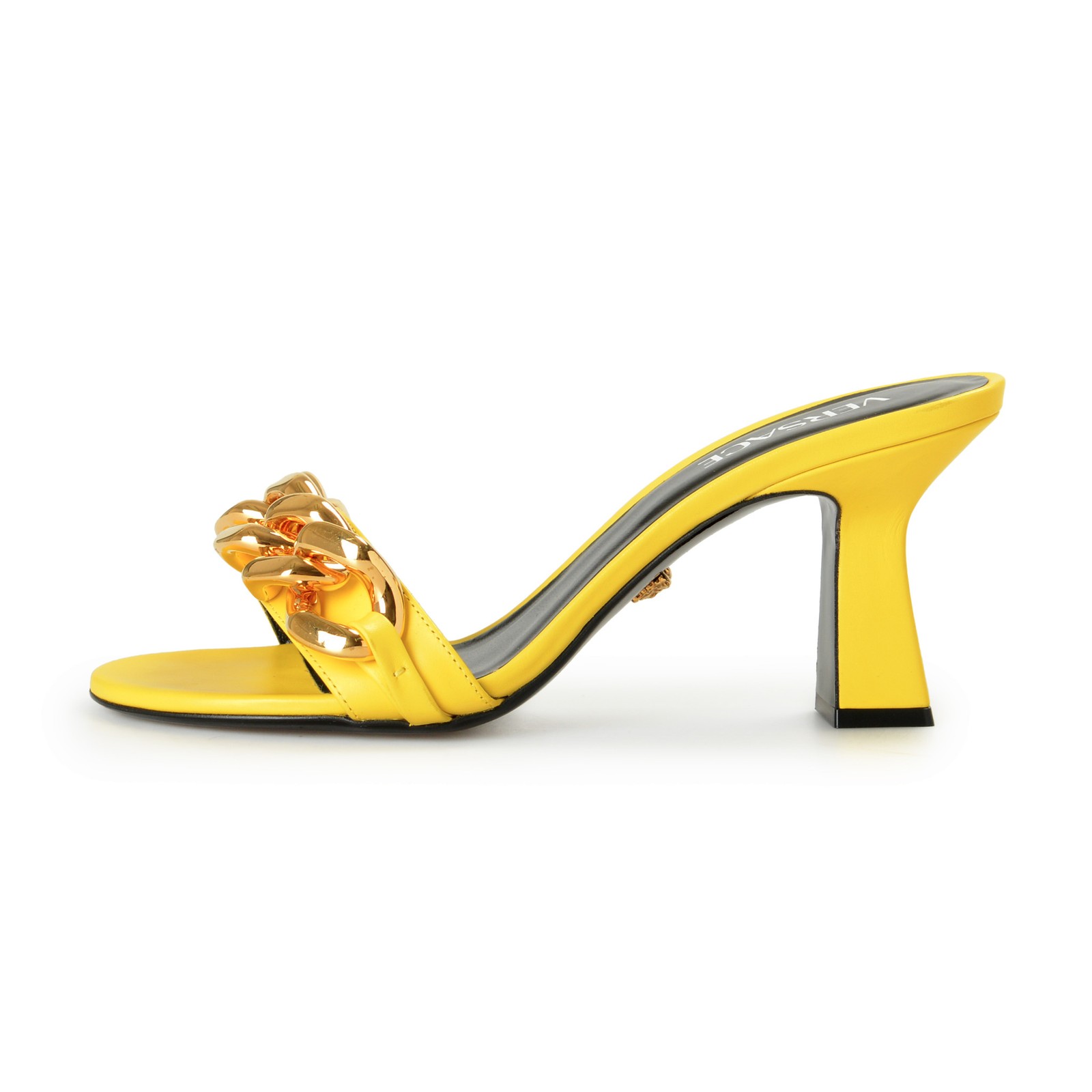 Versace Women’s Yellow Leather Heeled Sandals Sling Back Shoes US 6 IT 36