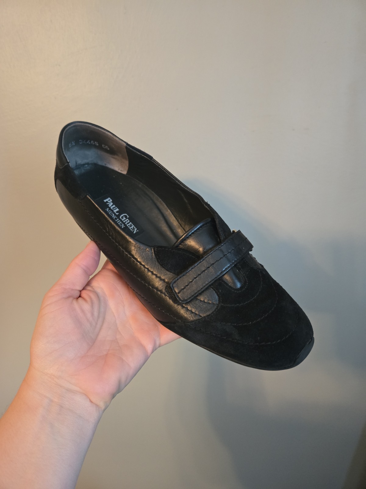 Paul Green Black Leather Munchen Loafers Women’s 5.5 Austria US 8.5 Adjustable