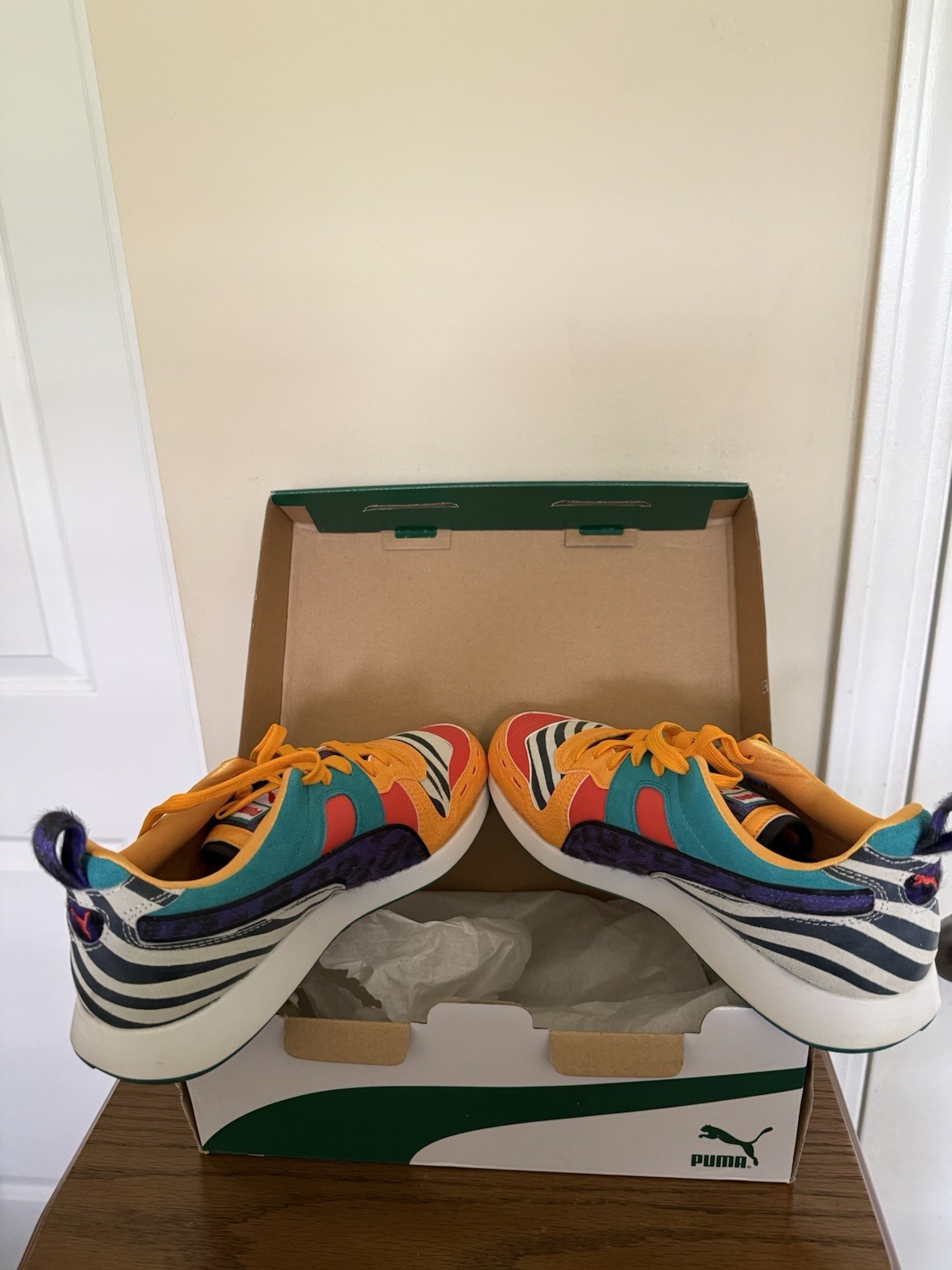 PUMA RS-100 Animal Patchwork Multi-Color Zebra Leopard Sneakers Jr 7C /Women 8.5