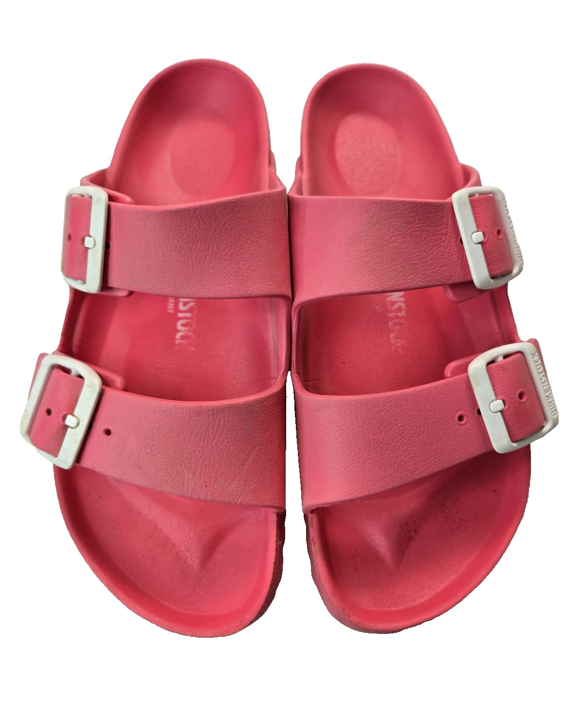 Birkenstock Arizona EVA Pink Rubber Buckle Slides Sandals Womens 7 Mens 5
