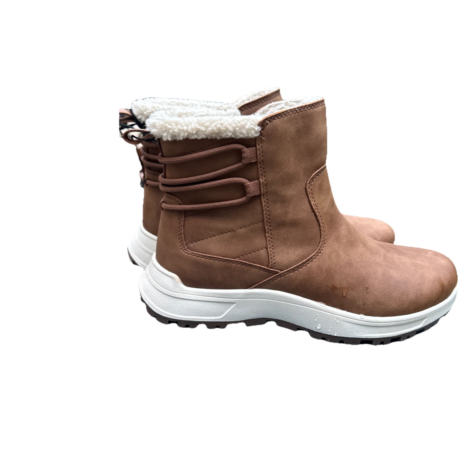 Eddie Bauer Boots Womens 8 M Siren Snow Tan Faux Leather Comfort Ankle Top