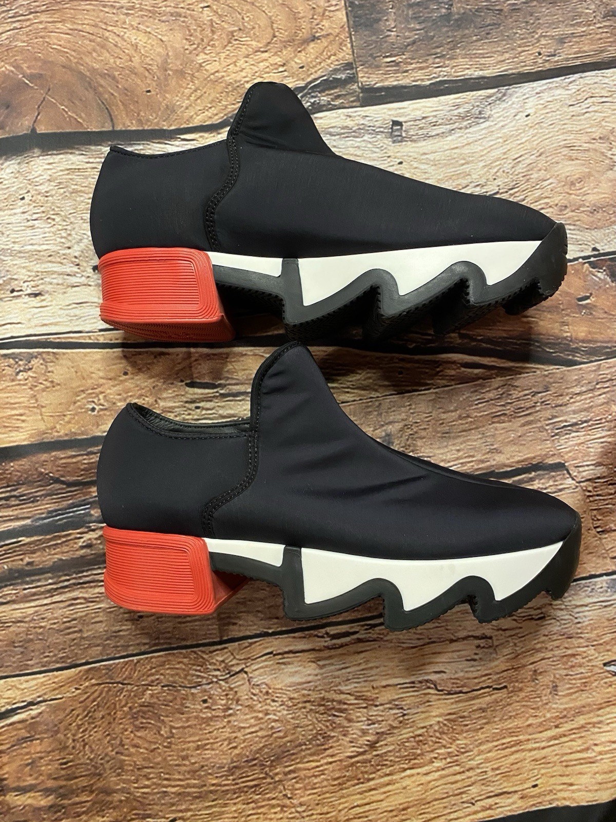 iRi NYC WES Black Red Low Top Sneaker Wavy Platform Made In Italy Retail $215