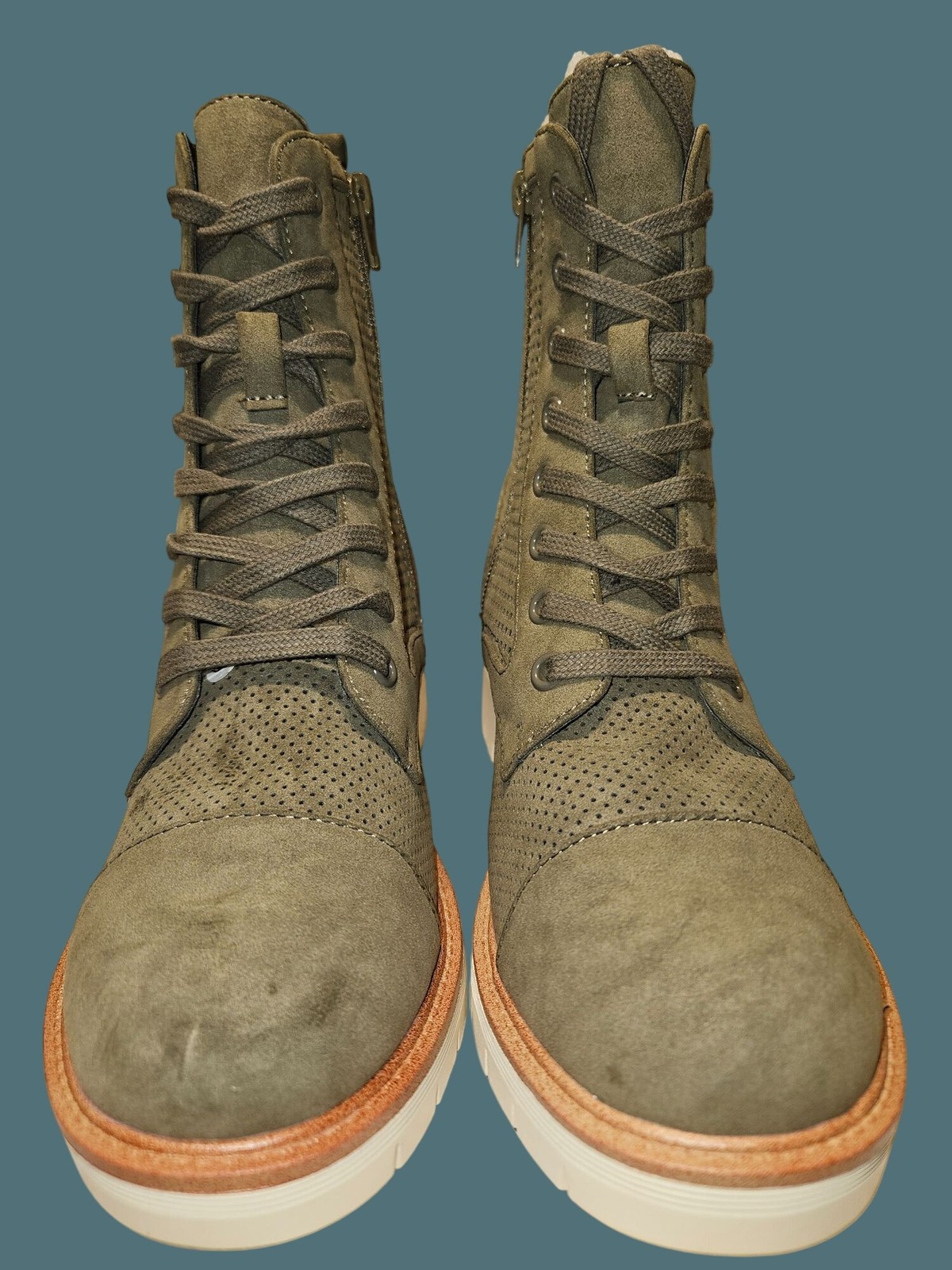 NWOT MIA Green Havenn Bootie Combat Lace Up & Zip Women Size 6M