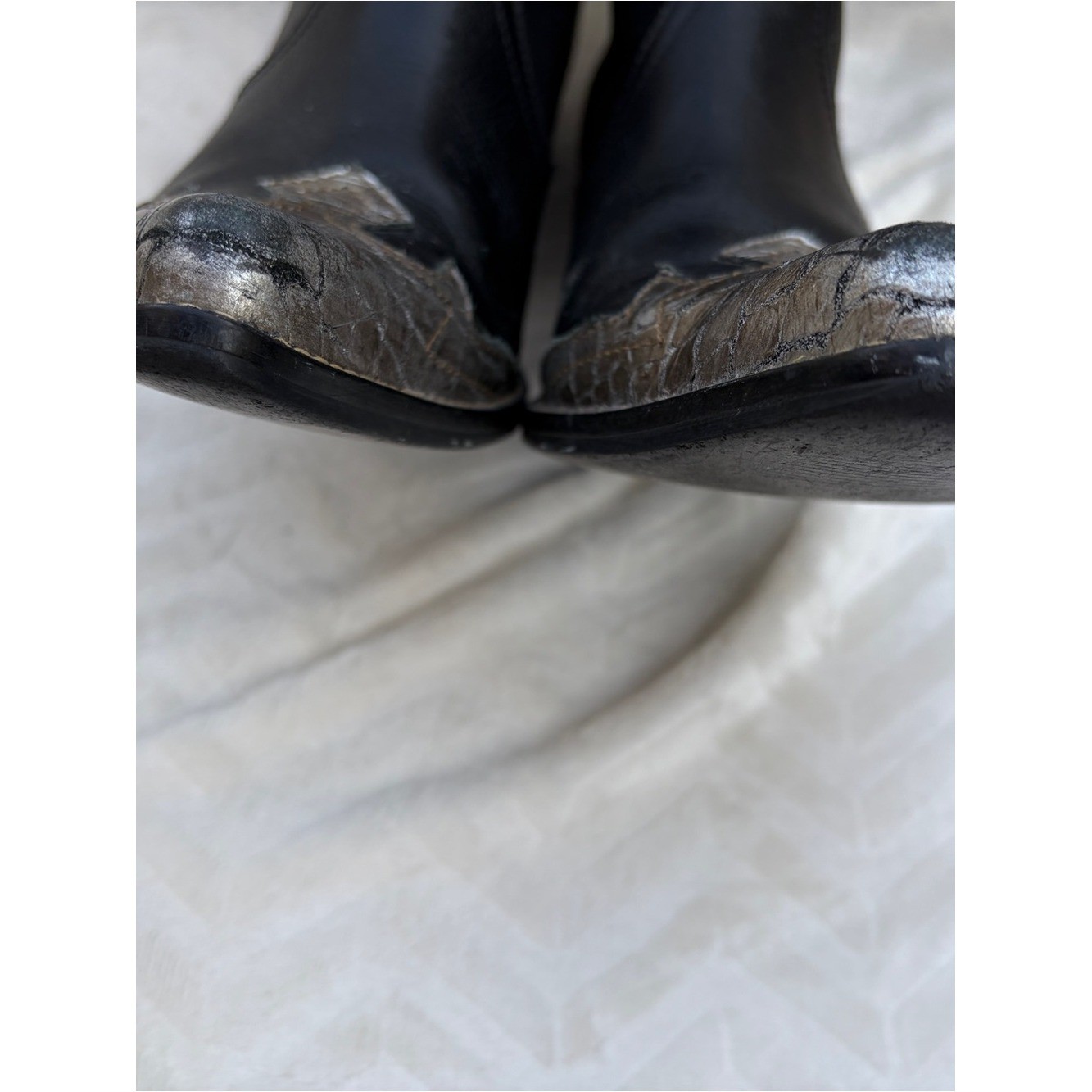 Penny Loves Kenny Silver Metallic Cap Toe Western Cowboy Boots Size 8.5