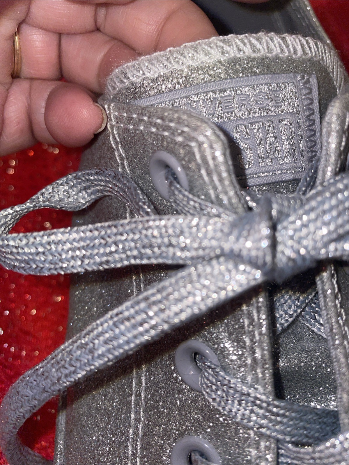 Converse Chuck Taylor All Star Sneaker Silver Glitter M11/W13 Glitzy Wedding