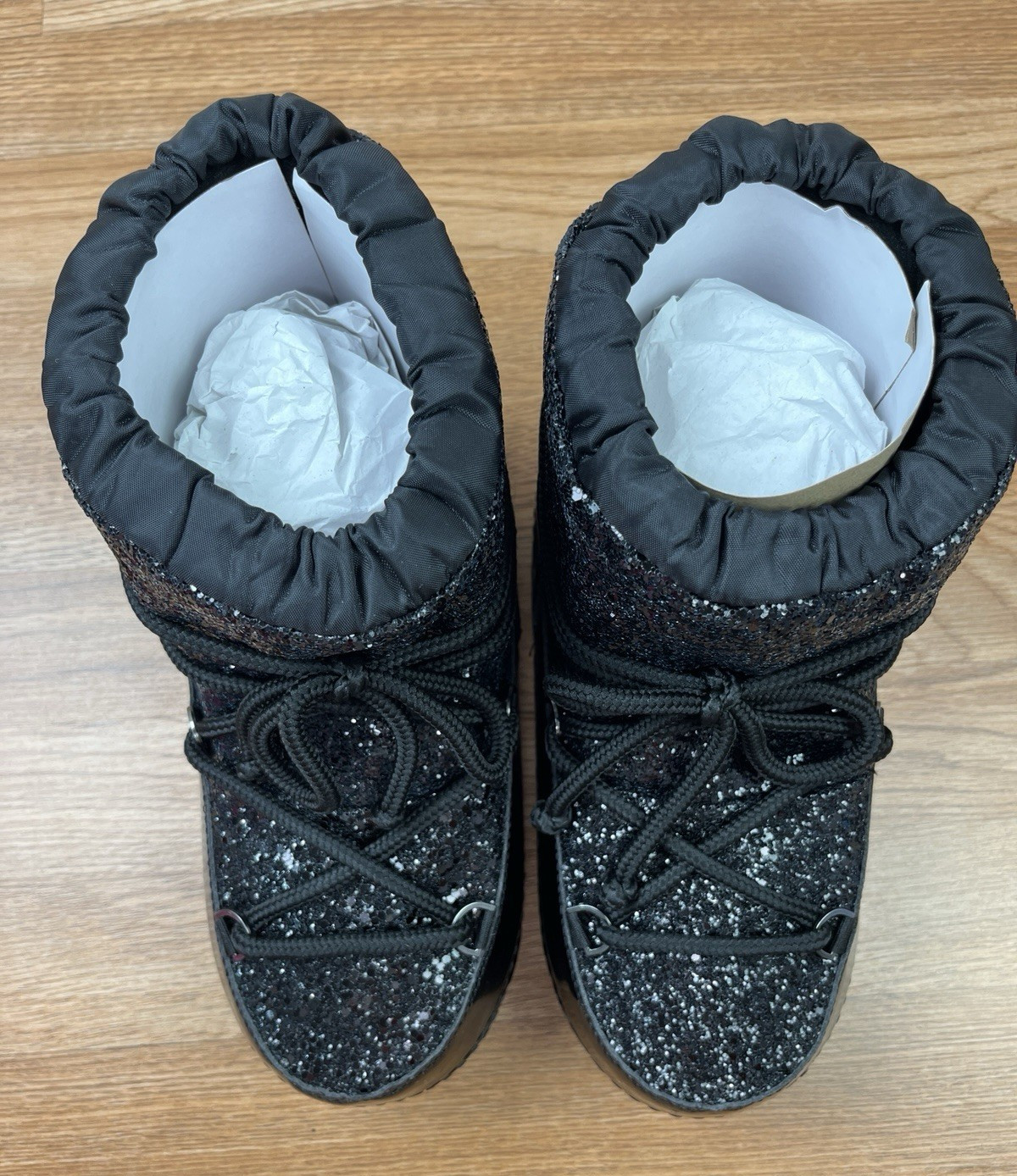 Olivia Miller Eclipse Moon Boots Black Glitter Puffy Winter Boots Size L (11-12)