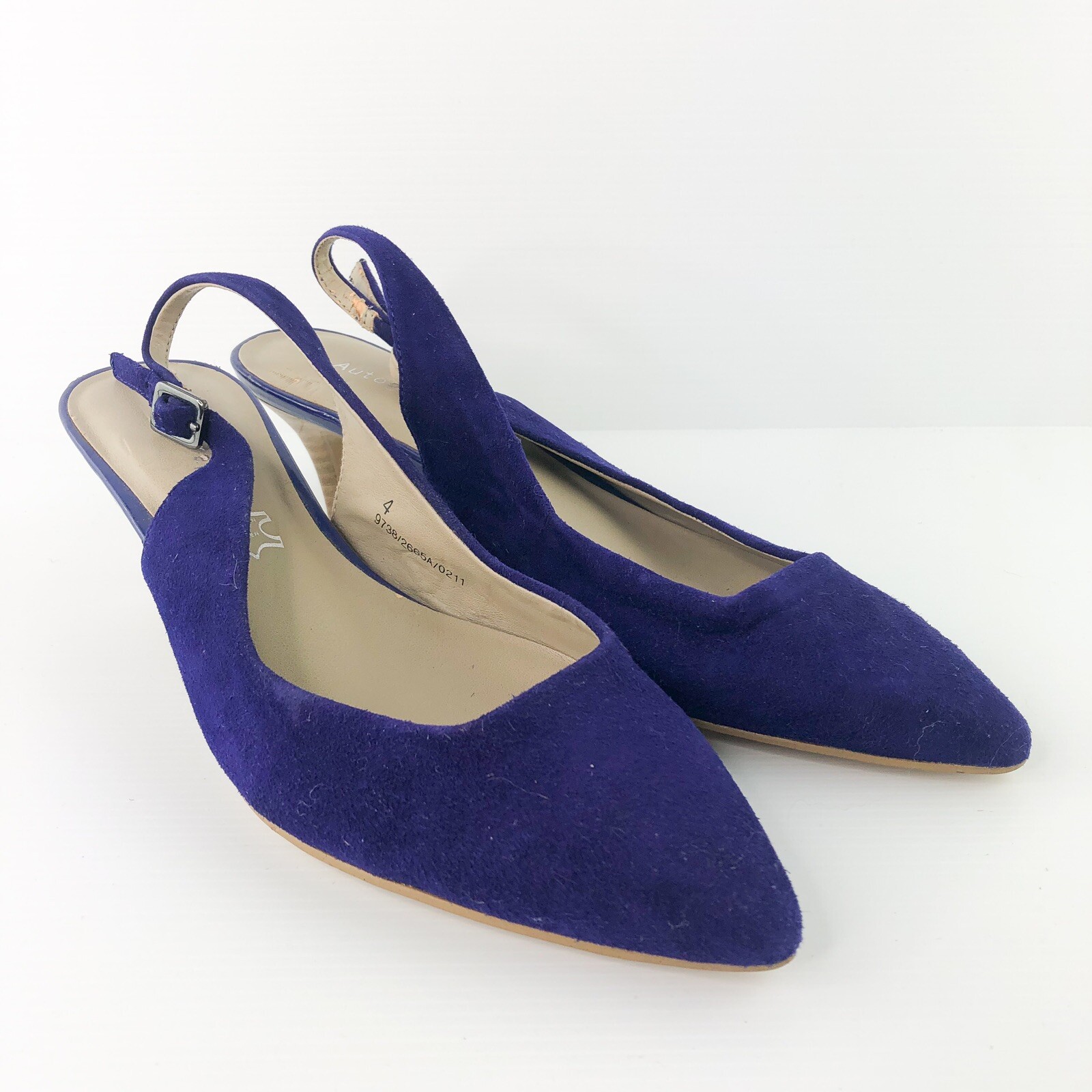Marks & Spencer Autograph Womens Cobolt Blue Slingback Kitten Heels EU 37 AU 6