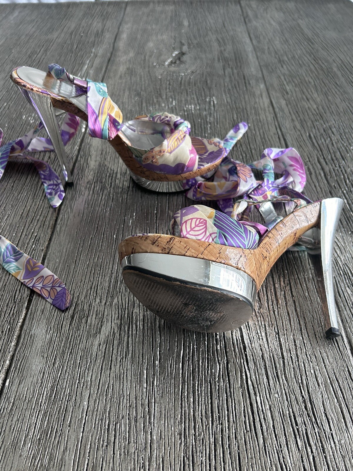 janni &Janni women high heel tie up stiletto platform shoes multicolor size 9