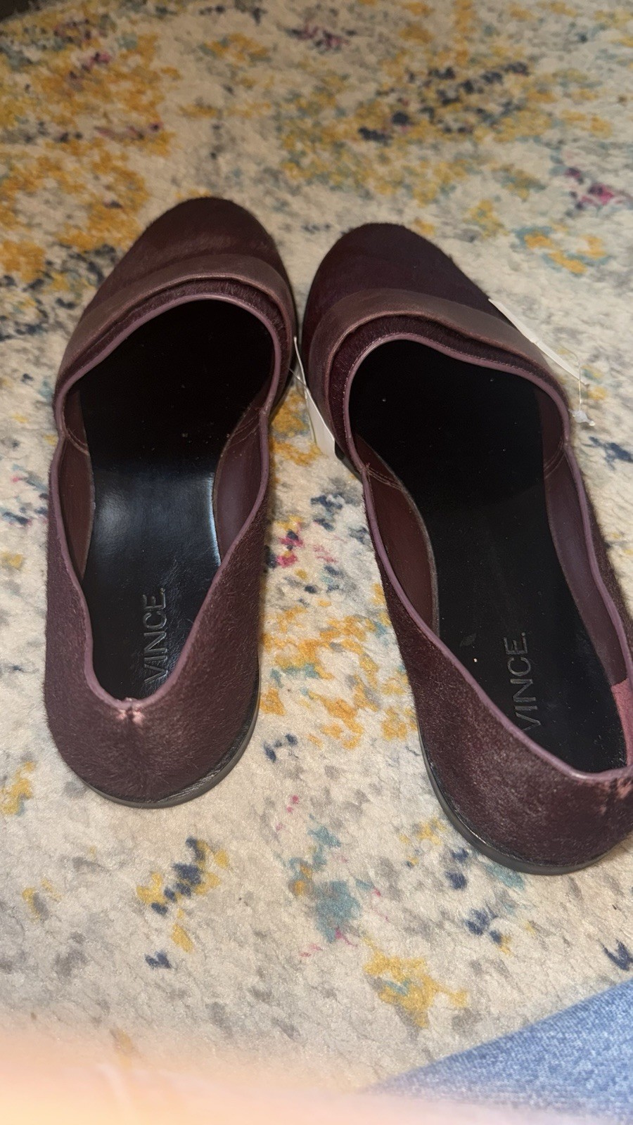 Vince Burgundy Calf Hair Slip-On Loafer Flats Closed Toe Strap Women’s 8