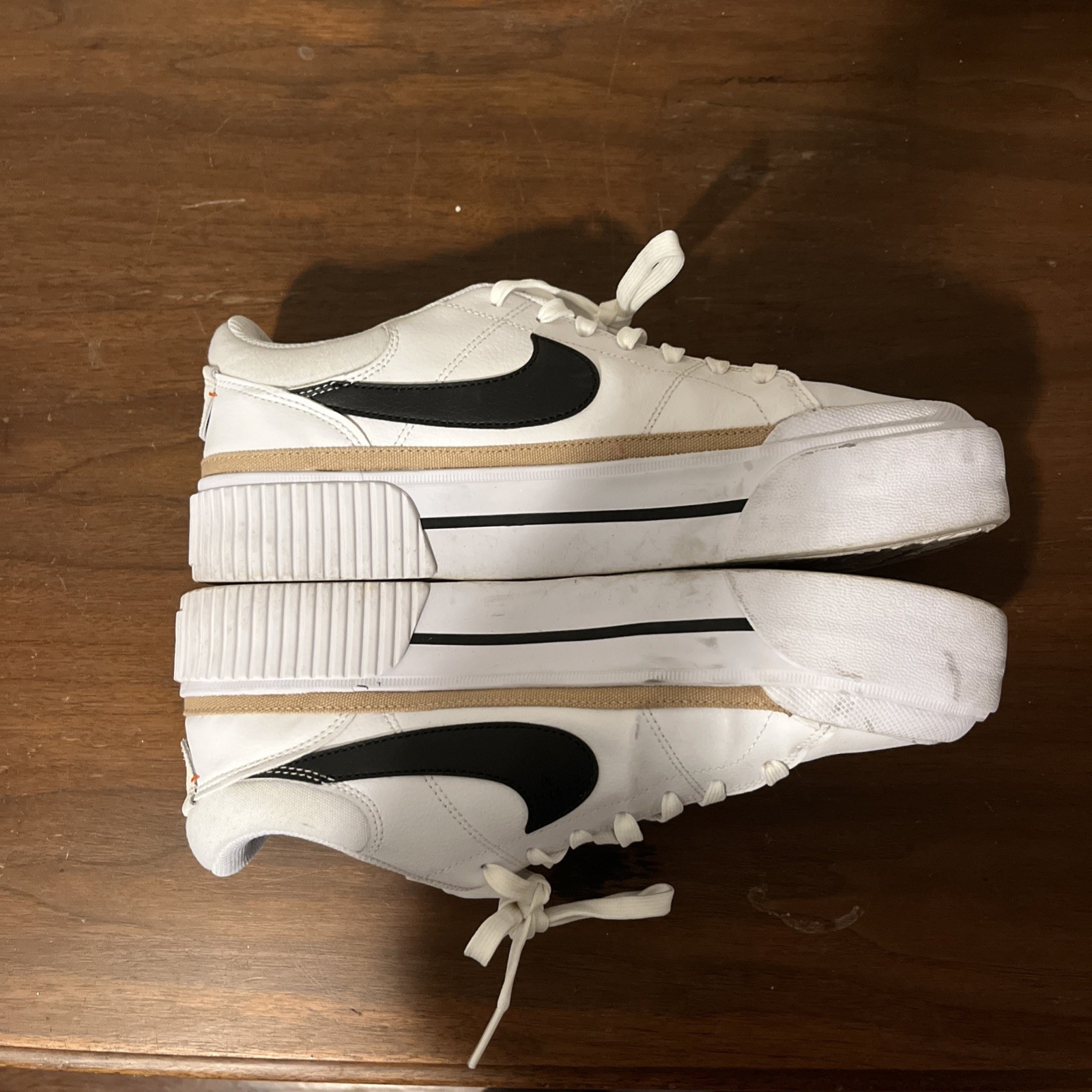 Nike Court Legacy Lift Leather Shoes DM7590-100 White Black Tan Women’s 11
