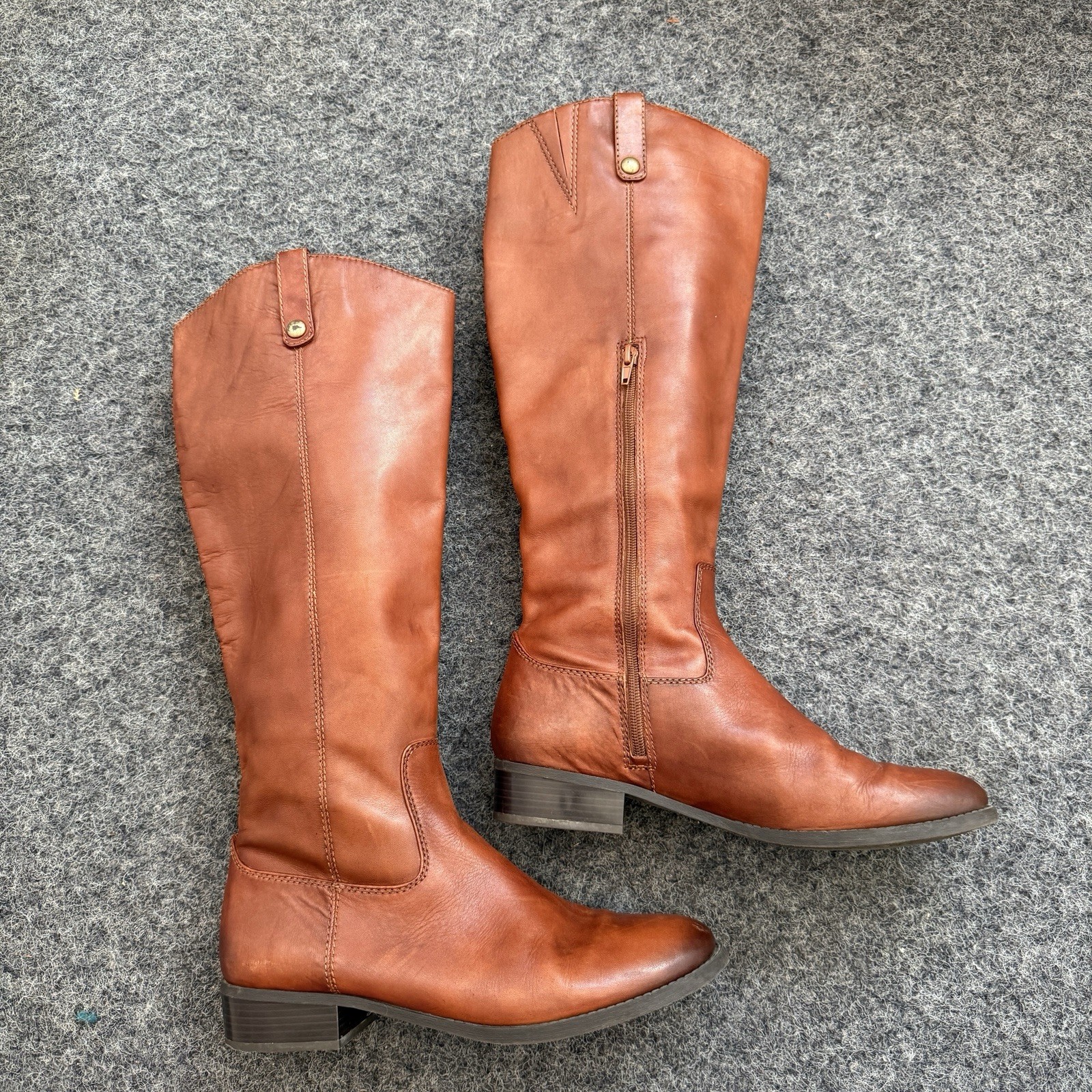 I.N.C. International Concepts Fawne Leather Tall Riding Boots Cognac Brown Sz 11