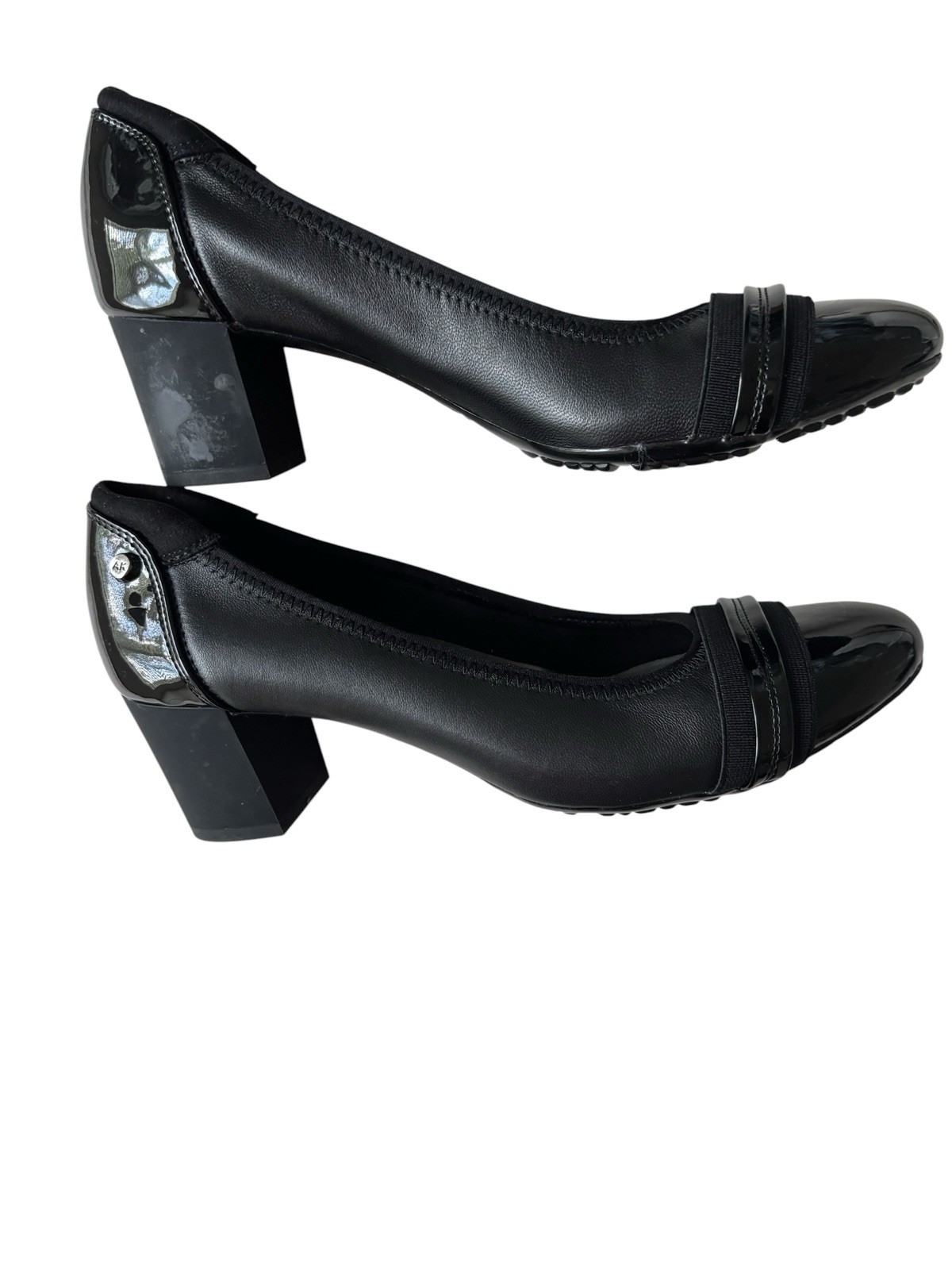 Anne Klein iFlex Black Patent Cap Toe Block Heel Pumps Sz 6M New No Box