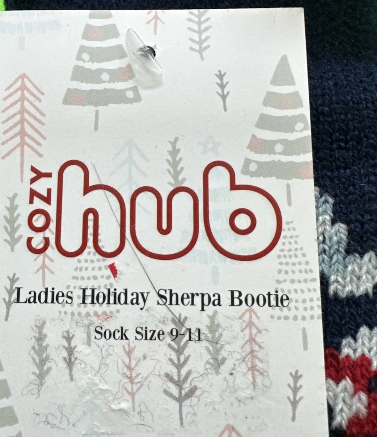 COZY HUB LADIES HOLIDAY SHERPA BOOTIE SZ 9-11 NWT