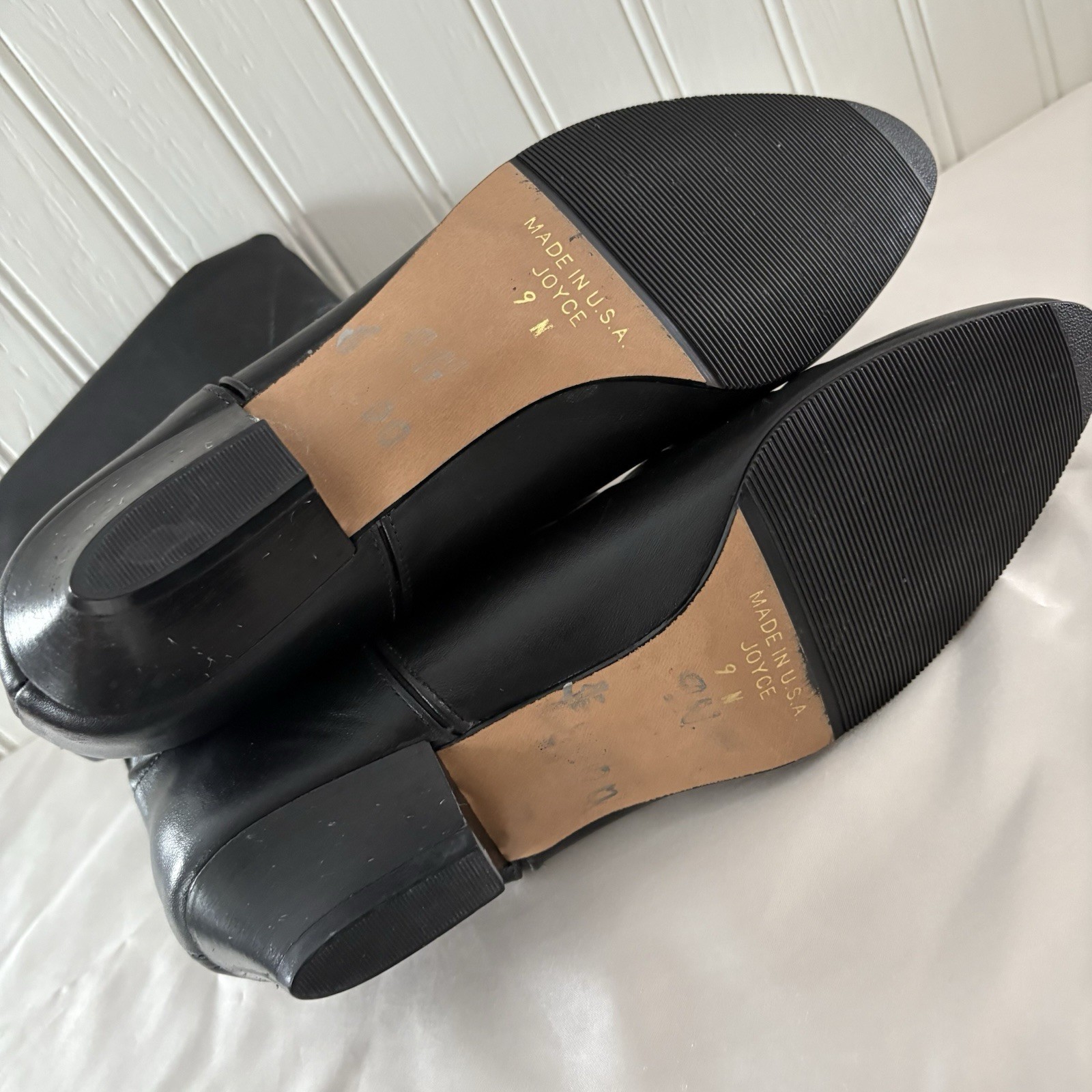VTG 1980’s Joyce California Black Low Heel Leather Half Boots Sz 9N Narrow AAA
