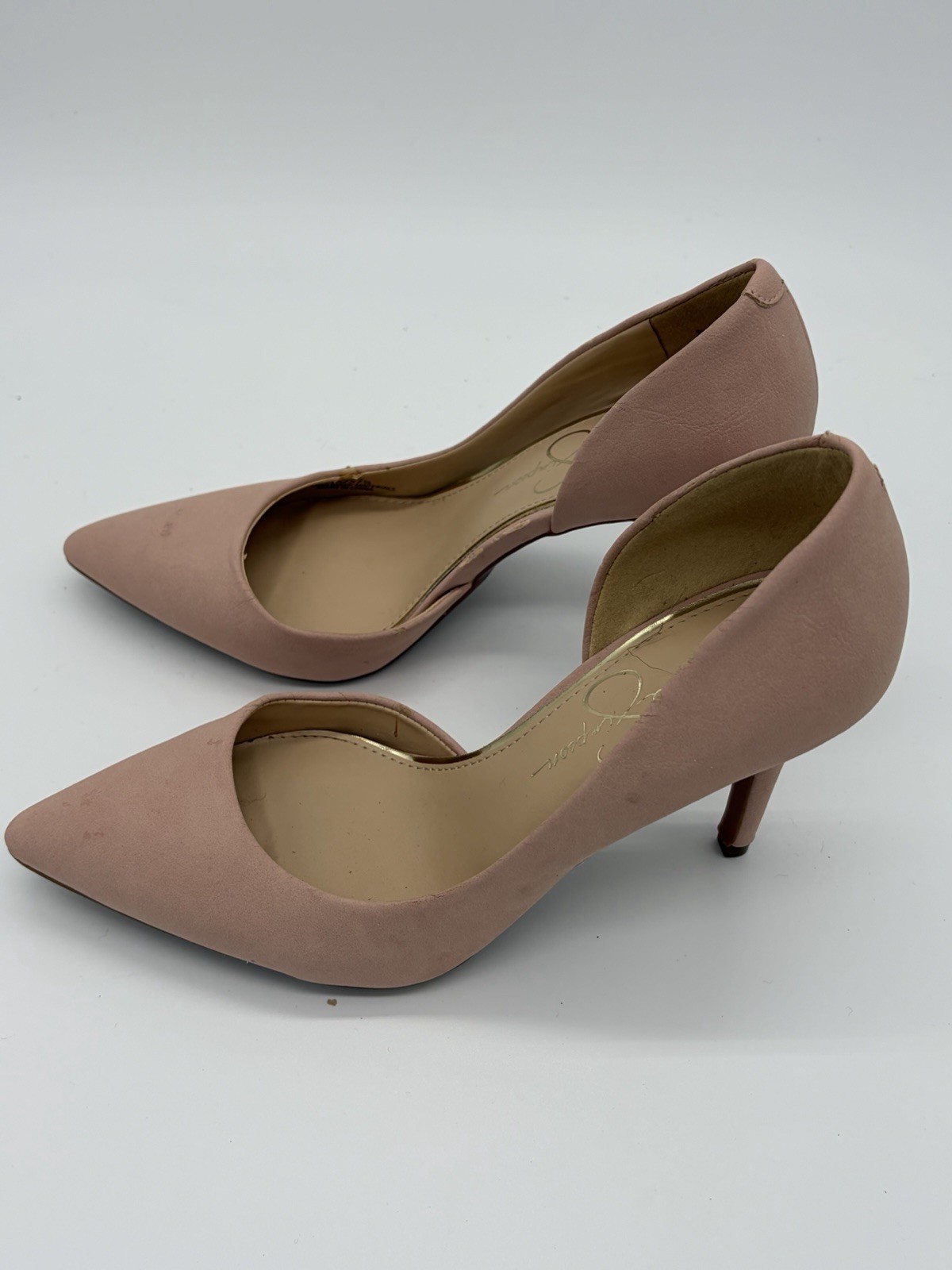 Jessica Simpson Women’s Pink Pointed Toe Stiletto Pumps Faux Leather 7