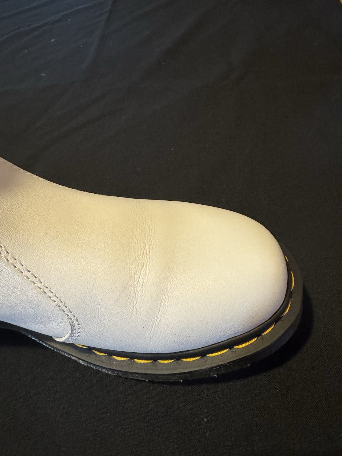 Dr. Martens 2976 White/Black Leather Chelsea Ankle Boots Womens US 10 EU 42