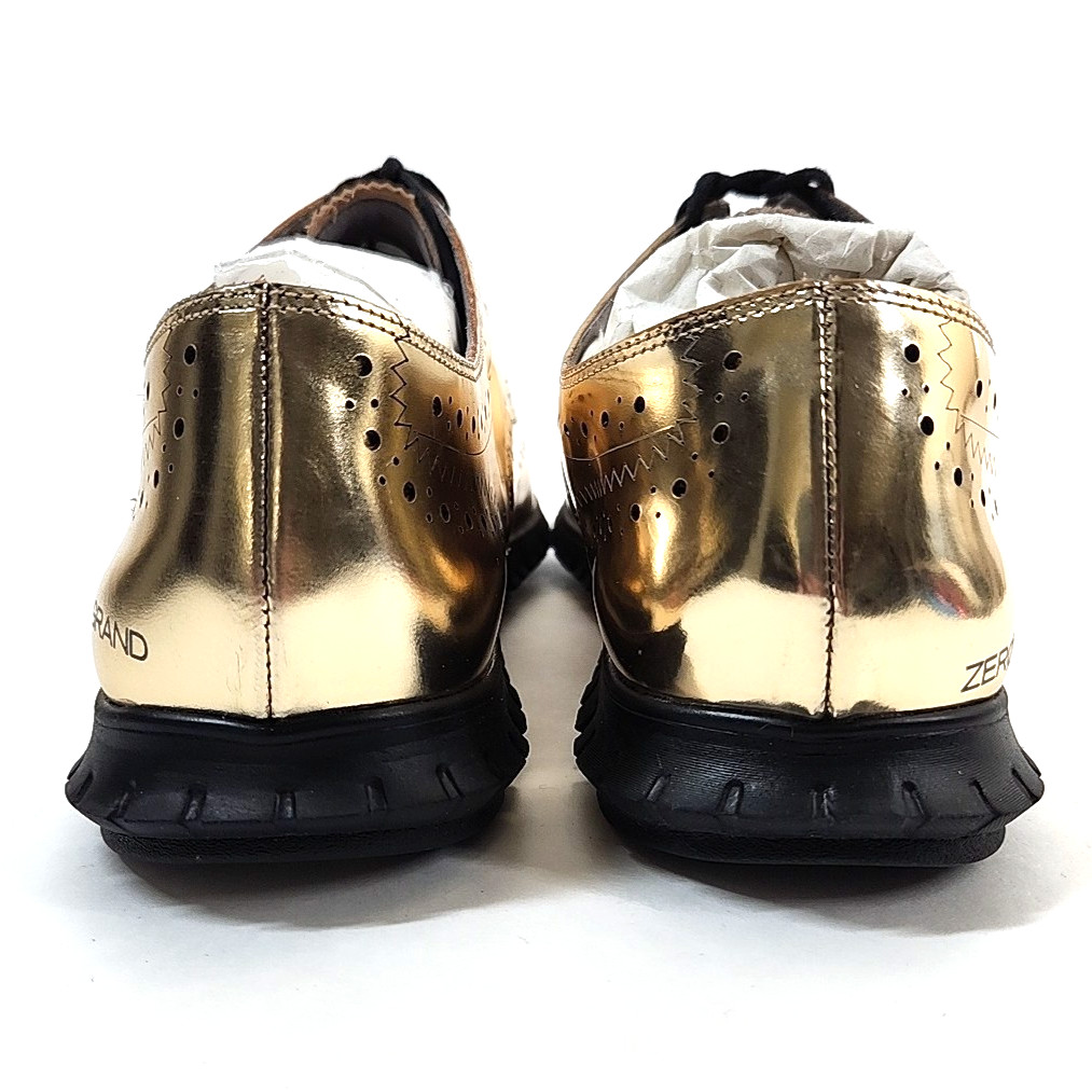 Cole Haan Zerogrand Metallic Leather Wingtip Oxford Sneakers Women 9.5B Gold New