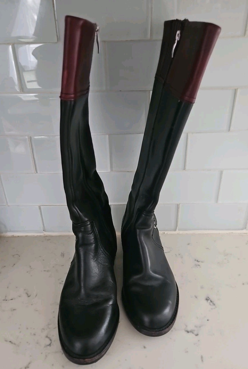 Ariat York English Riding Boots Leather 2-Tone Equestrian Knee 7B Excellent