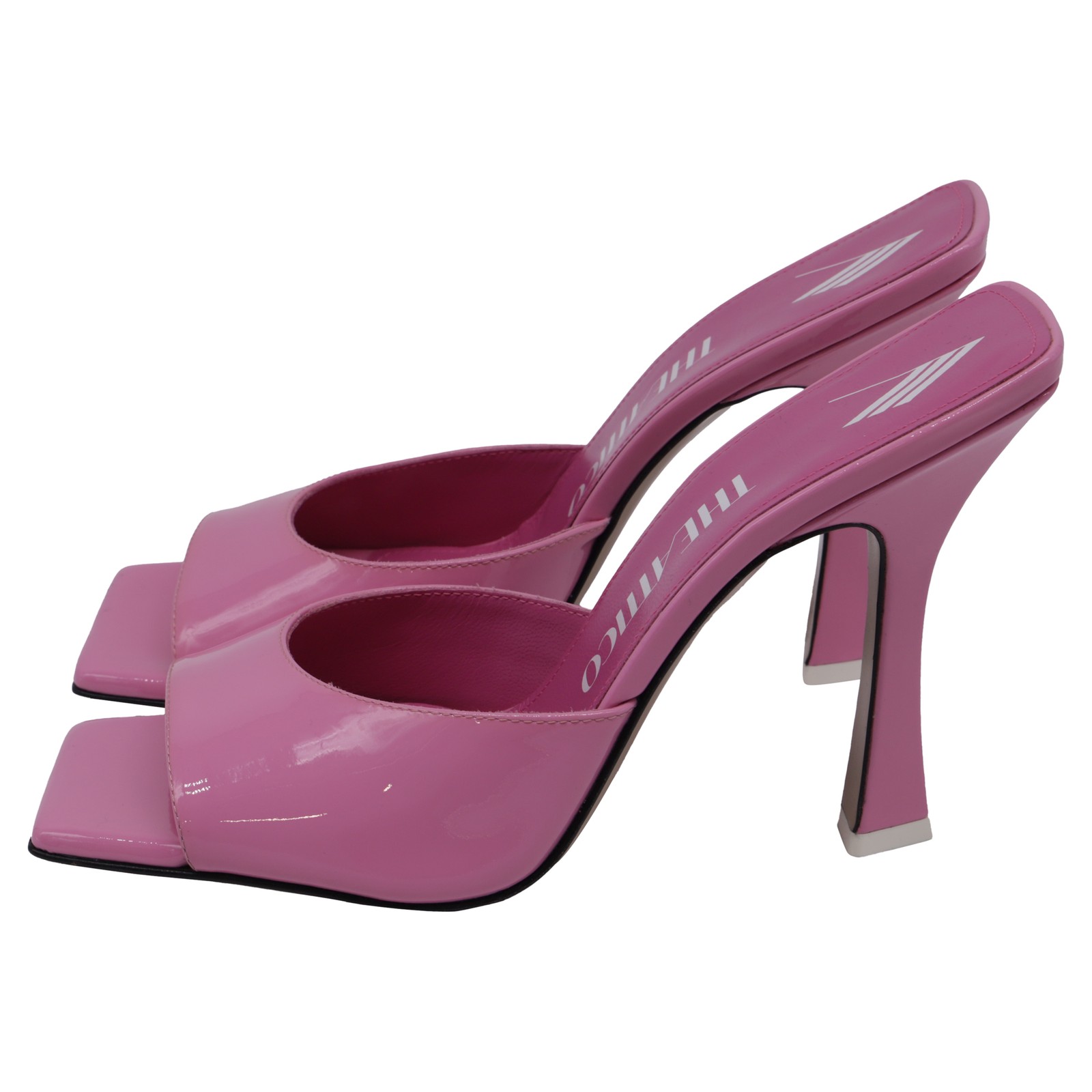 The Attico Anais Slide Sandals In Pink Patent Leather Women Pink Size 38
