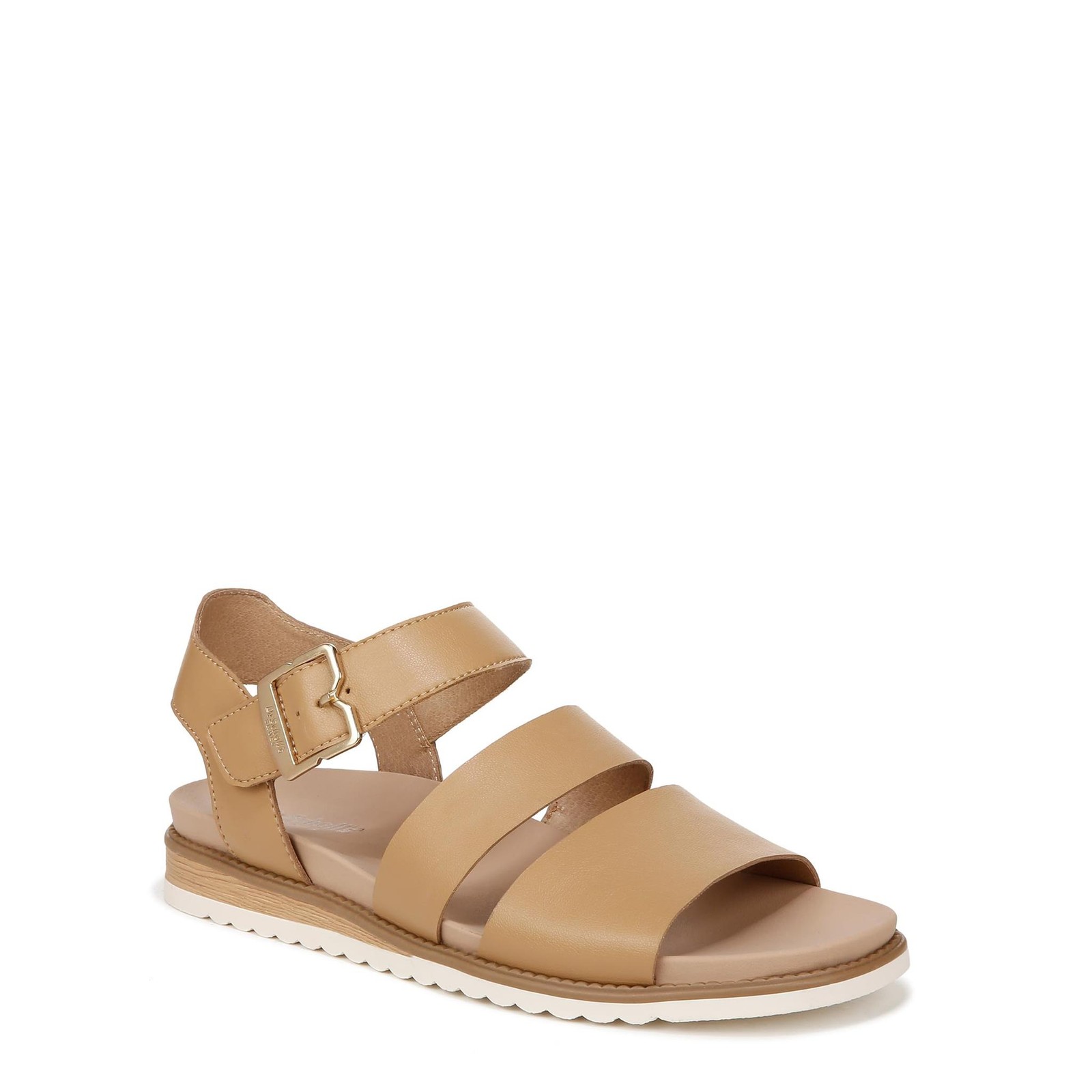 Dr. Scholls Womens’ Island Glow Strappy Flat Faux Leather Sandal – Warm Tan