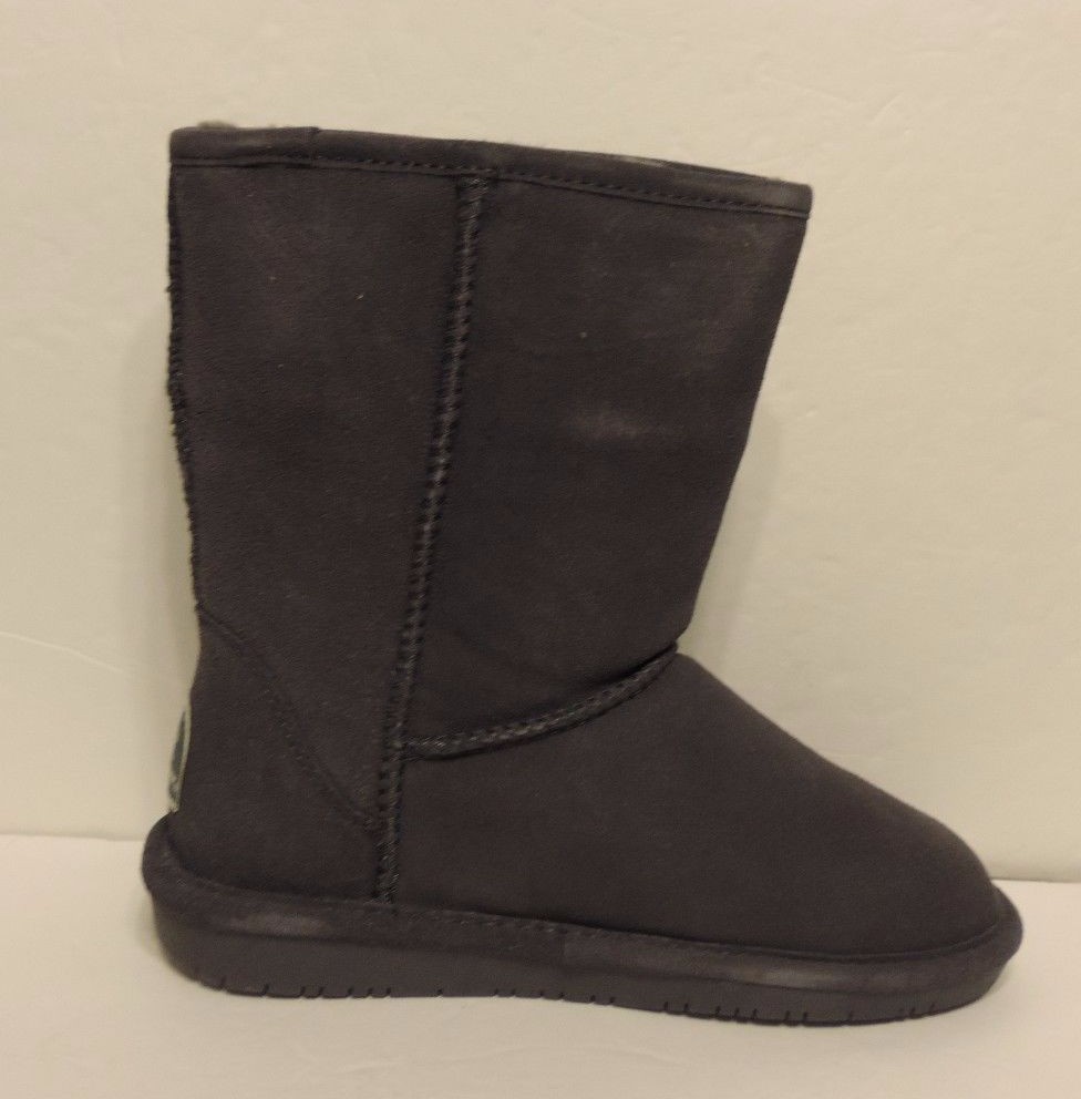 New Bearpaw Emma Short 8 608W Charcoal Cow Suede Upper Sheepskin wool blend 8