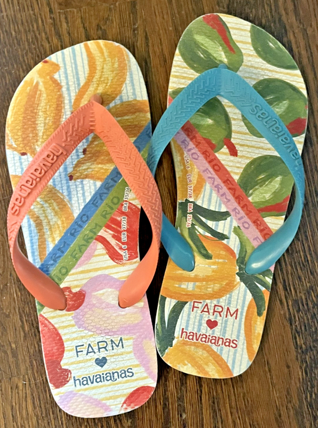 Farim Rio x havaianas flip flops women size 6 or 35/36 unisex style