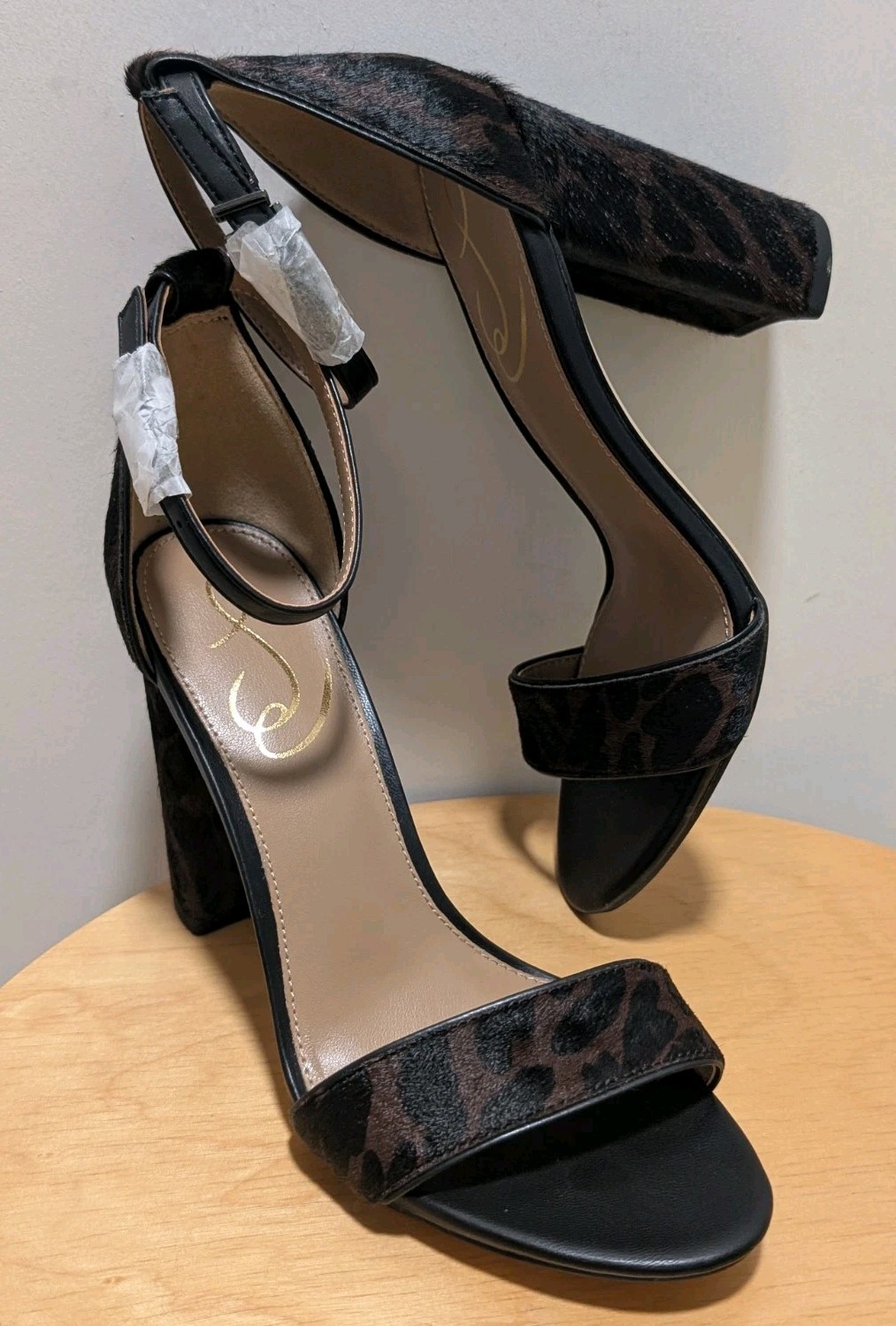 NEW Women’s Sam Edelman «Yaro» Fur Leopard Chunky Heel Ankle Strap Sandal, US 6.