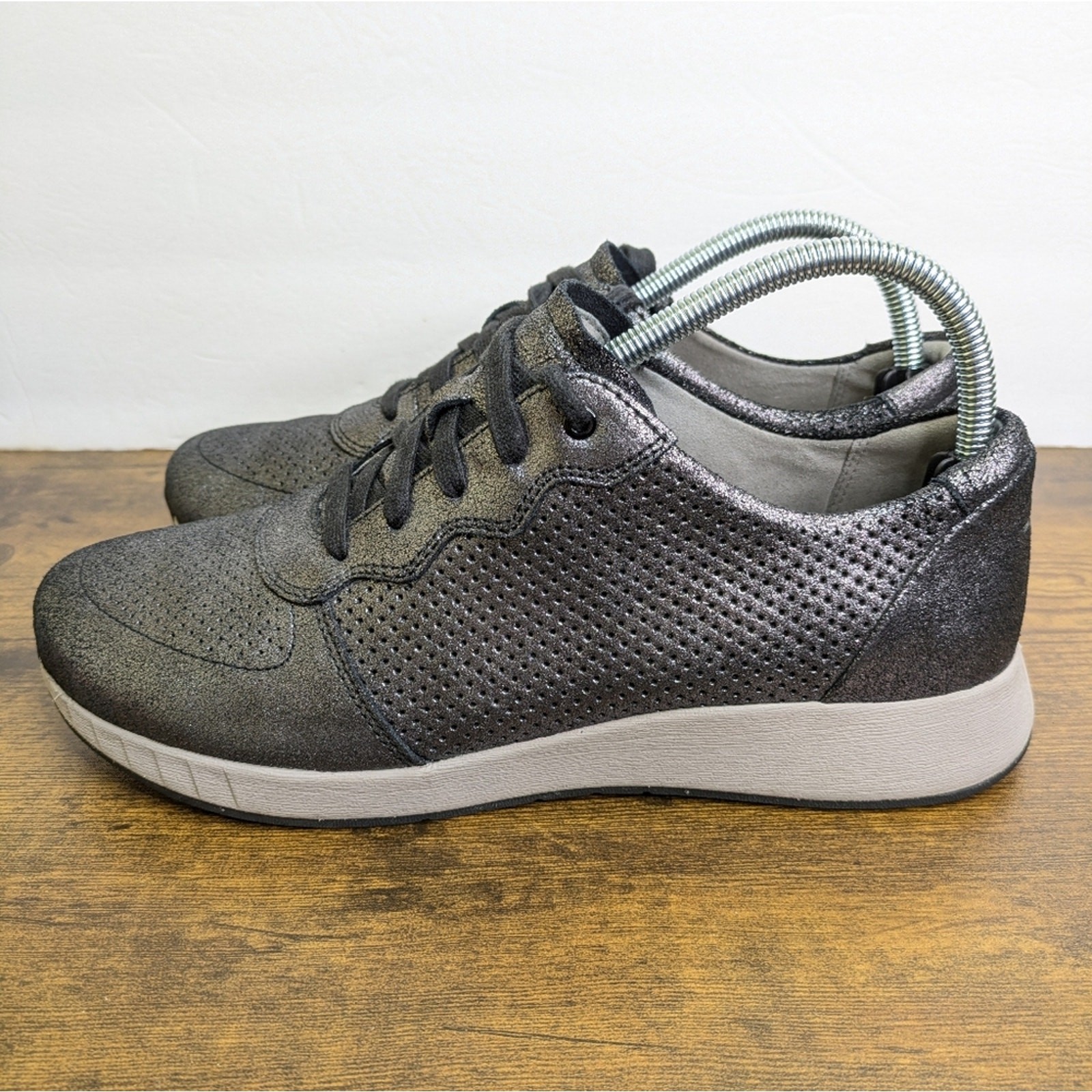 Dansko Christina Sneakers 10.5 11 EU 41 Metallic Pewter Perforated Casual Lace