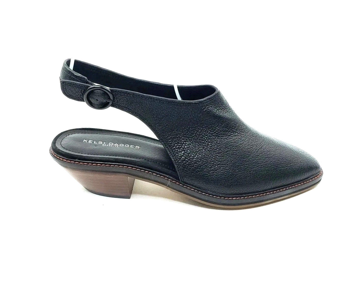 Kelsi Dagger Brooklyn Slingback Mule Heeled Sandal Black Leather US 10
