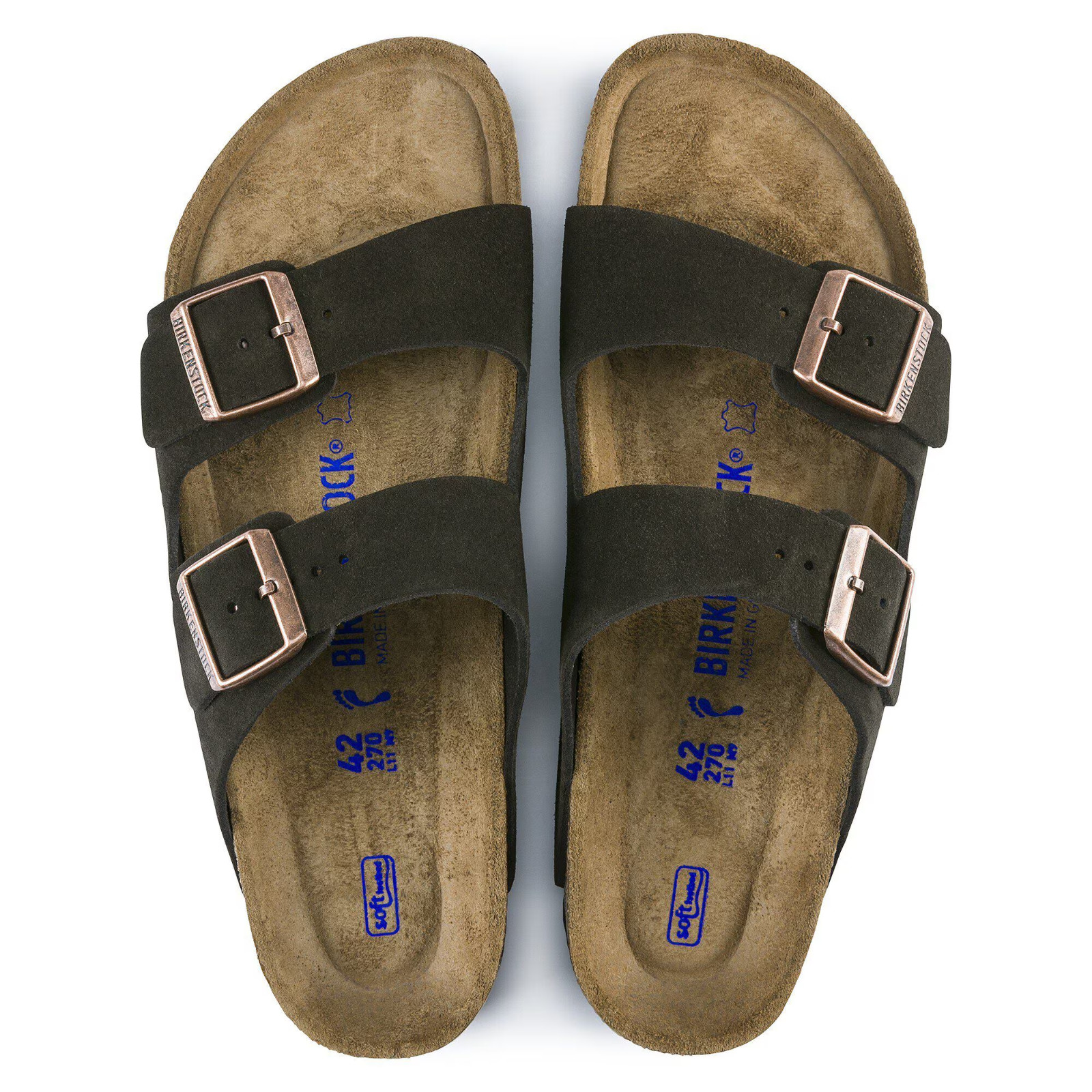 Birkenstock Arizona Soft Footbed Suede Leather Sandals Mink Mocha Taupe Black