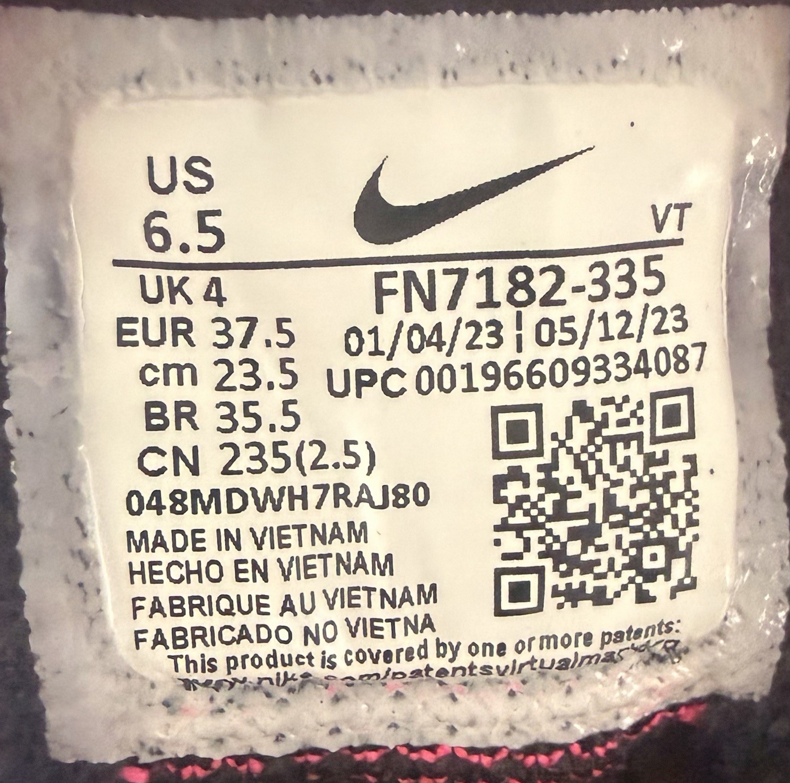NIKE AIR VAPORMAX 2023 FK FLYKNIT NN CLEAR JADE-BLACK-PINK SZ 6.5 [FN7182-335]