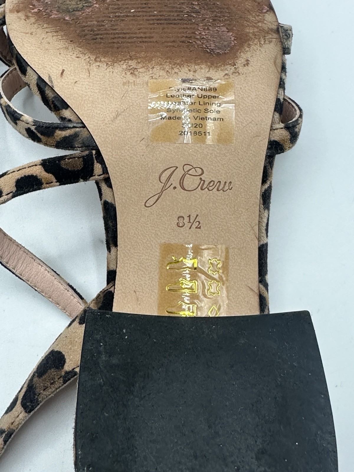 J. Crew Odette Block Heel Sandal Leopard Print Strappy Women Size 8.5